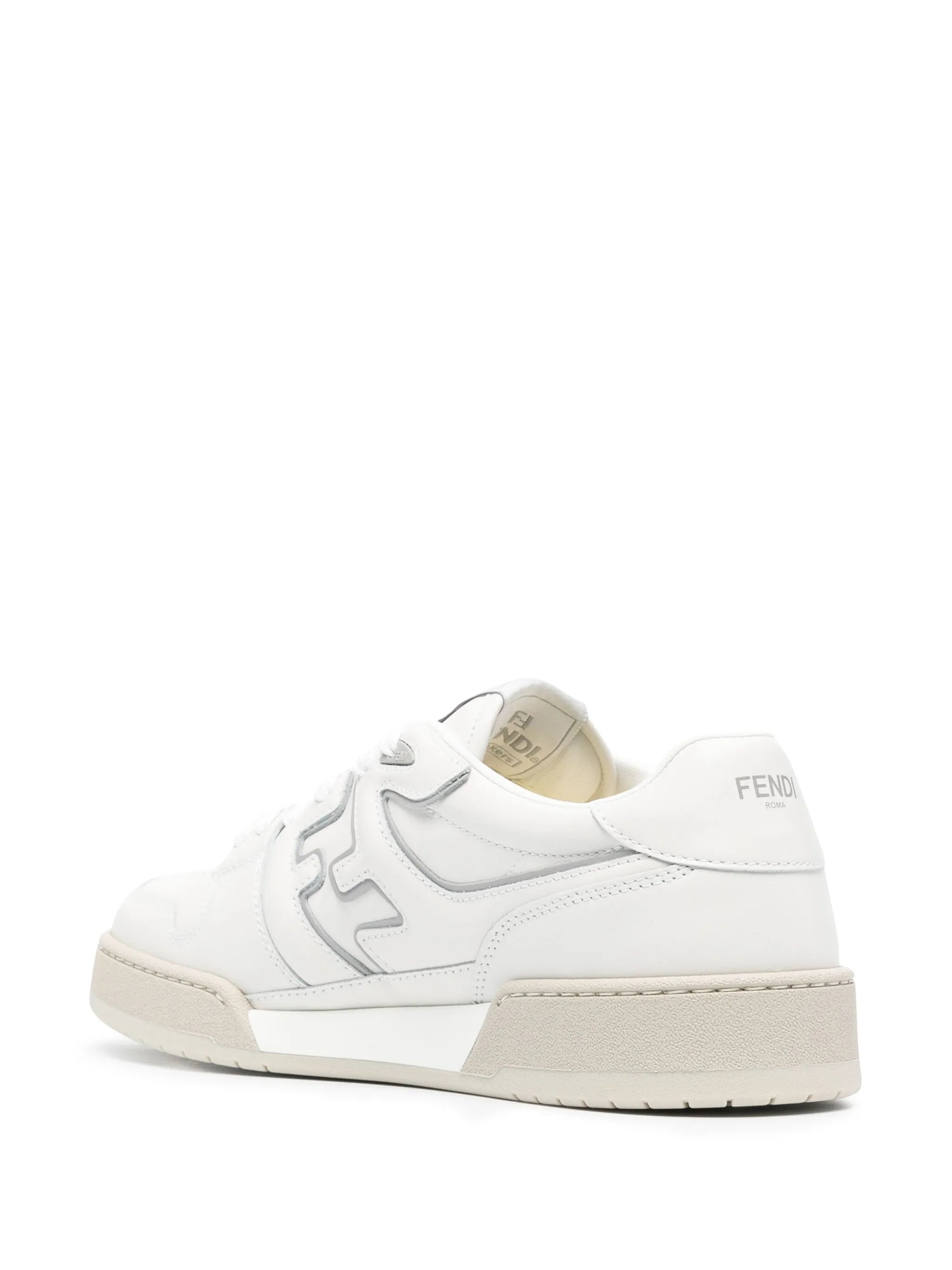 Match FF-appliqué Leather Sneakers - 4