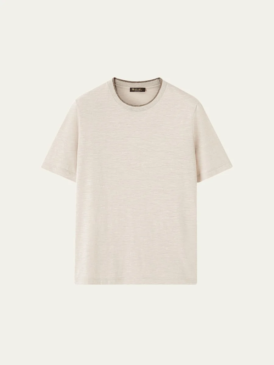 Men's Cashmere, Linen and Silk Tipped Crewneck T-Shirt - 1