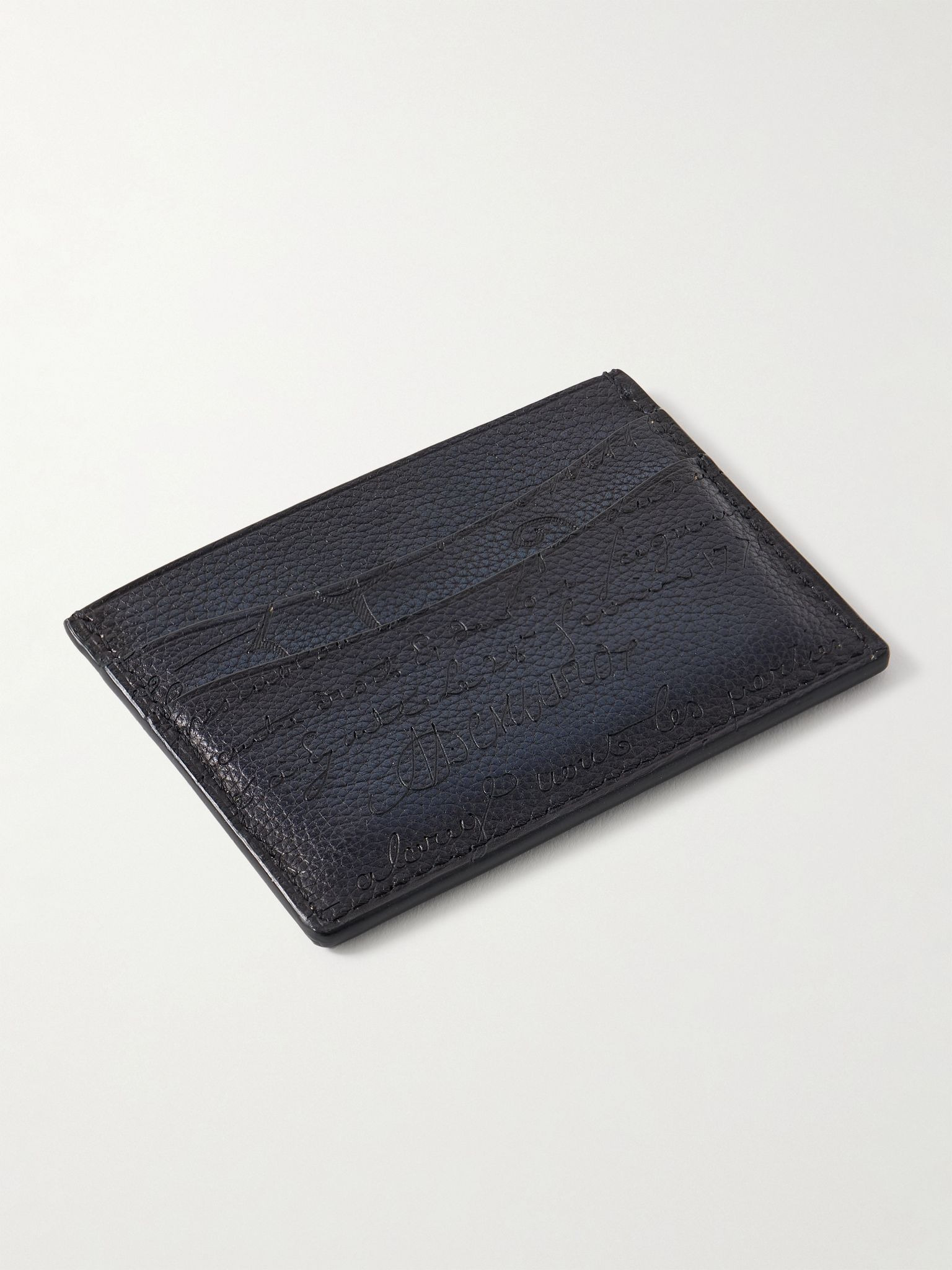 Bambou Scritto Venezia Softy Full-Grain Leather Cardholder Navy - 2