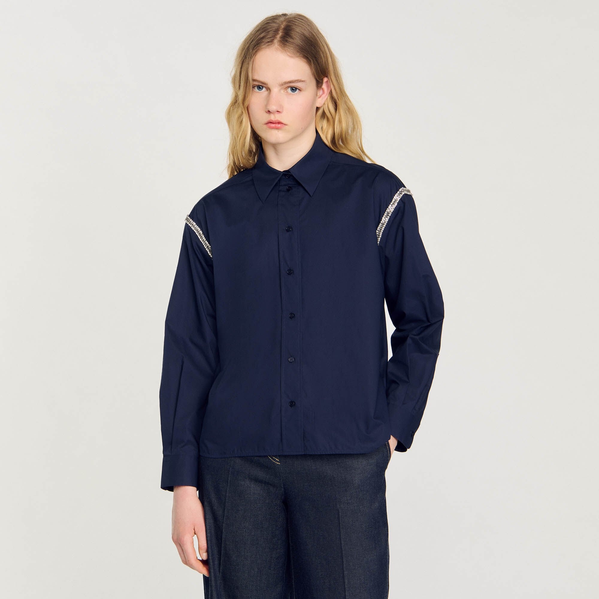 DENIM SHIRT WITH RHINESTONES - 5
