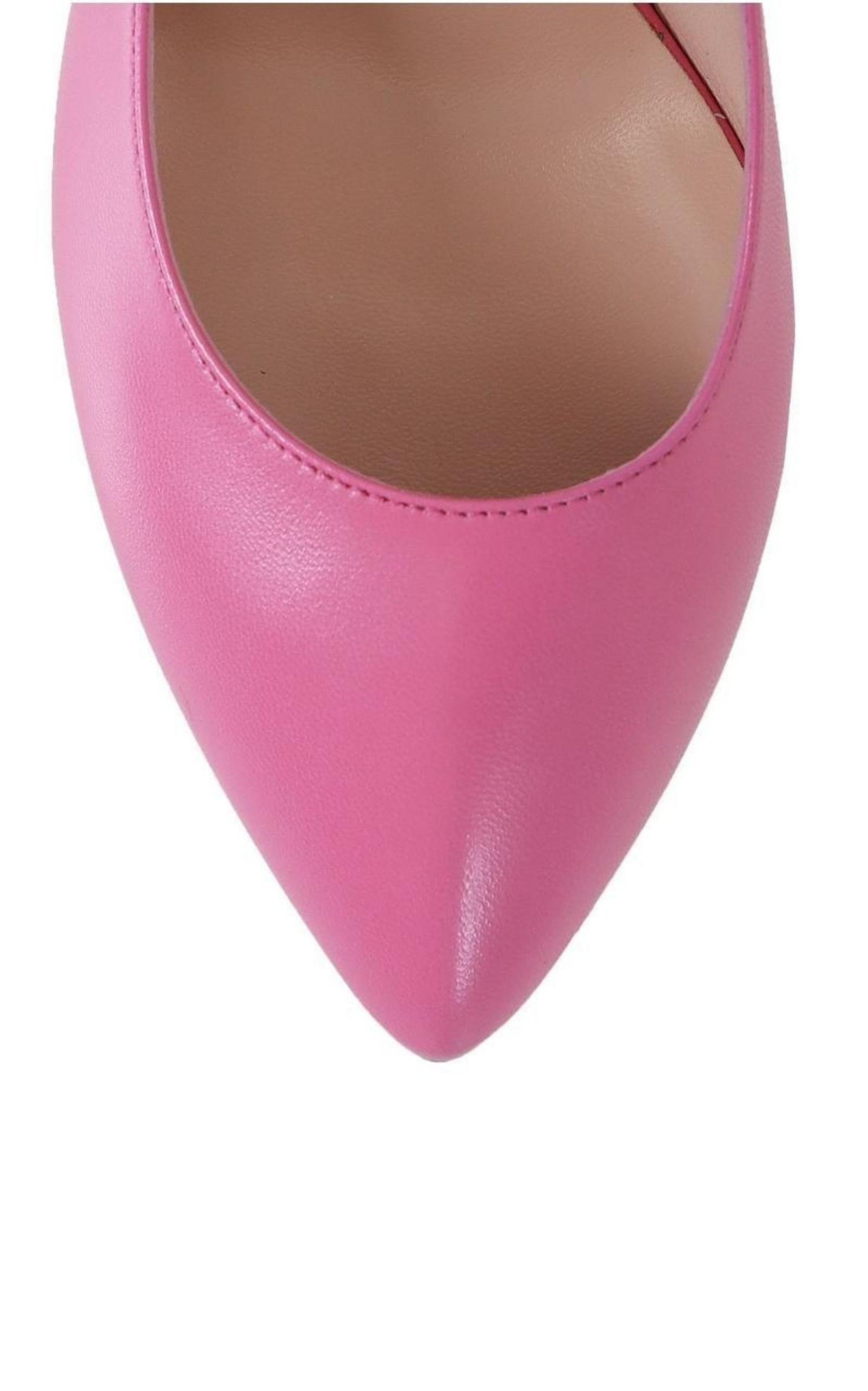 Pink Leather Stiletto Pump - 7