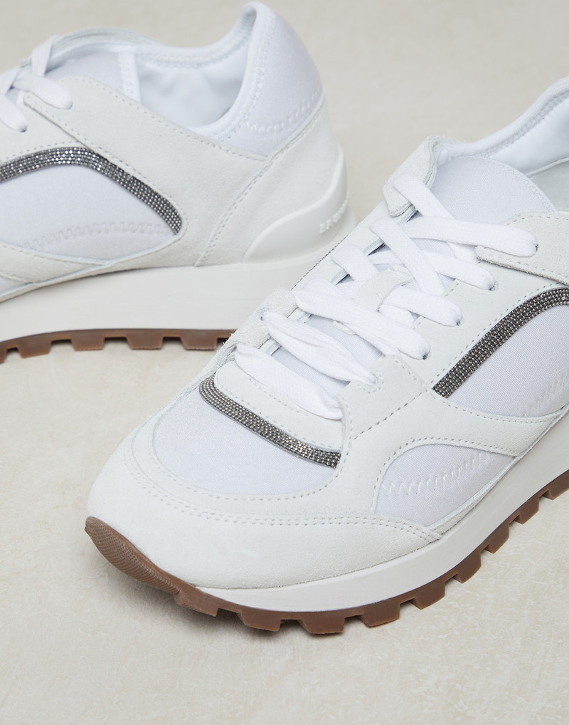 Suede and techno fabric runners with precious contour 4