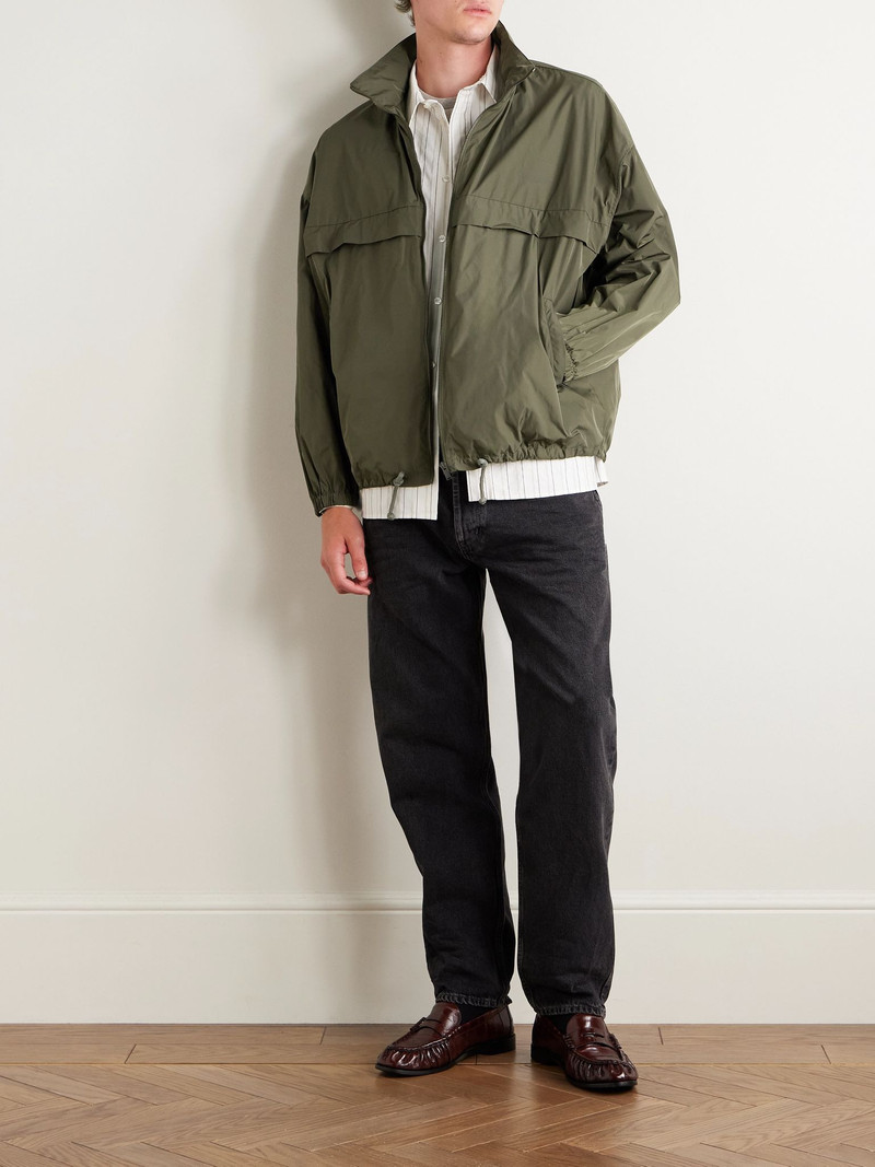 SAINT LAURENT Logo-Print Shell Blouson Jacket Green outlook
