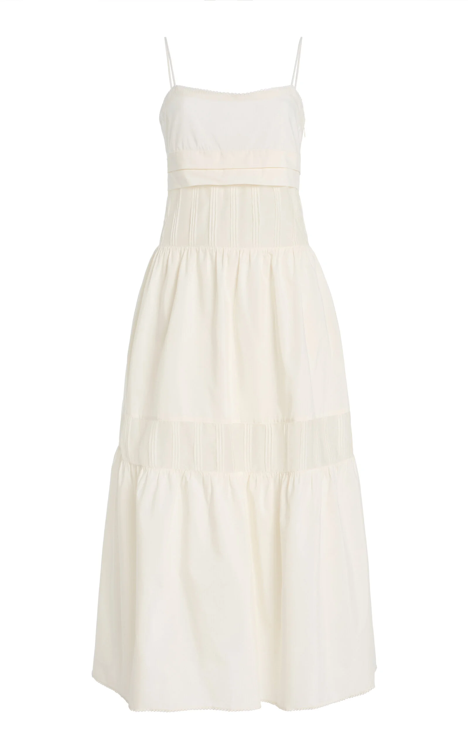 Exclusive Pearl Cotton-Silk Midi Dress ivory - 1