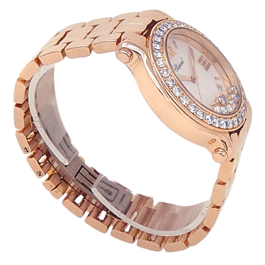 Pre-owned Chopard Happy Sport Diamond Mother of Pearl Dial with 7 Floating Diamonds Dial Ladies Watc - 3