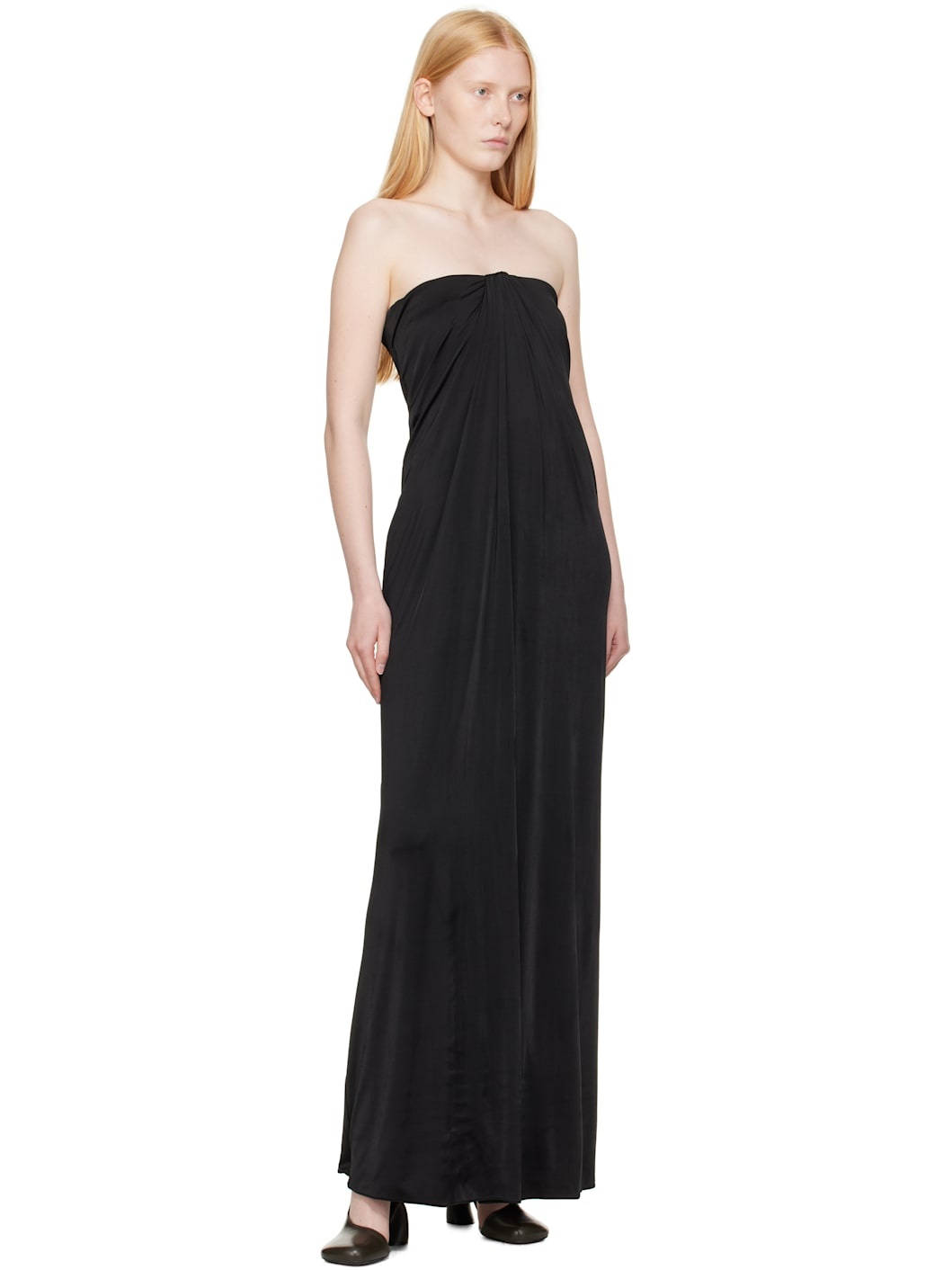 Black Sleeveless Gathered Maxi Dress - 4
