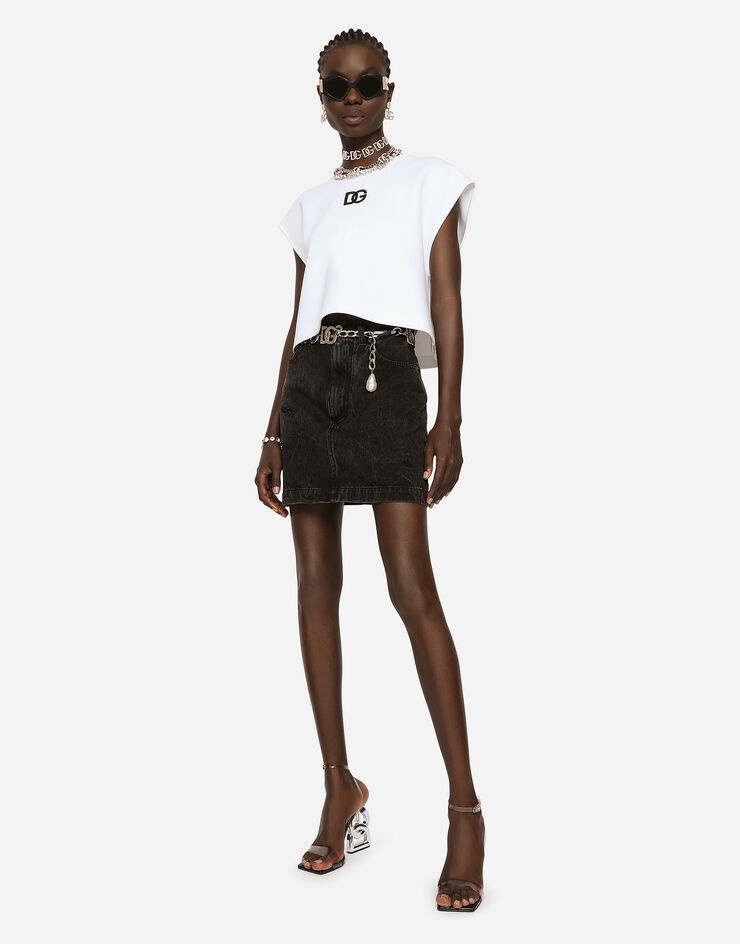Washed denim miniskirt - 4