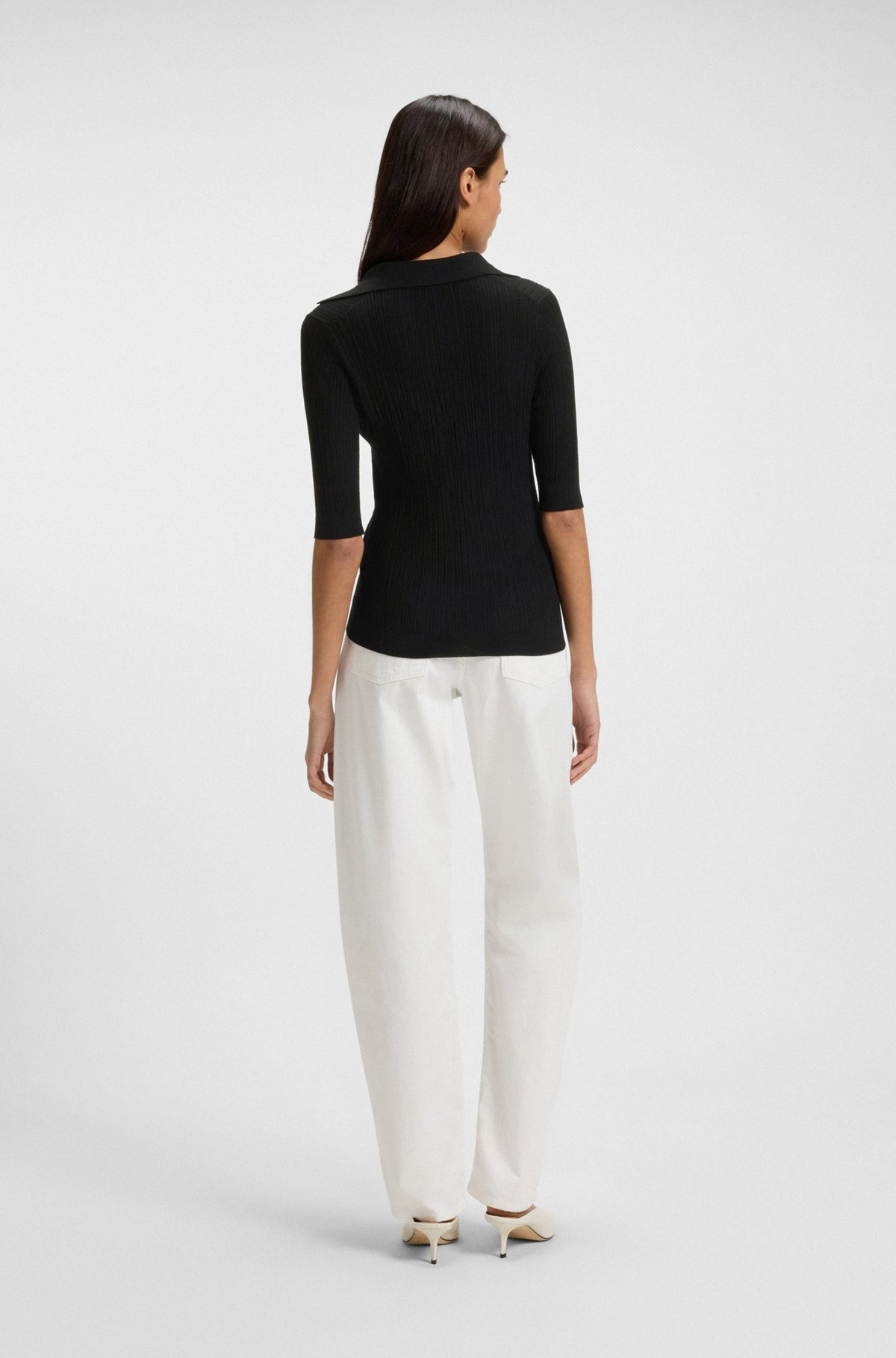 VIRGIN-WOOL SWEATER WITH COLLAR AND BUTTONED PLACKET - 4