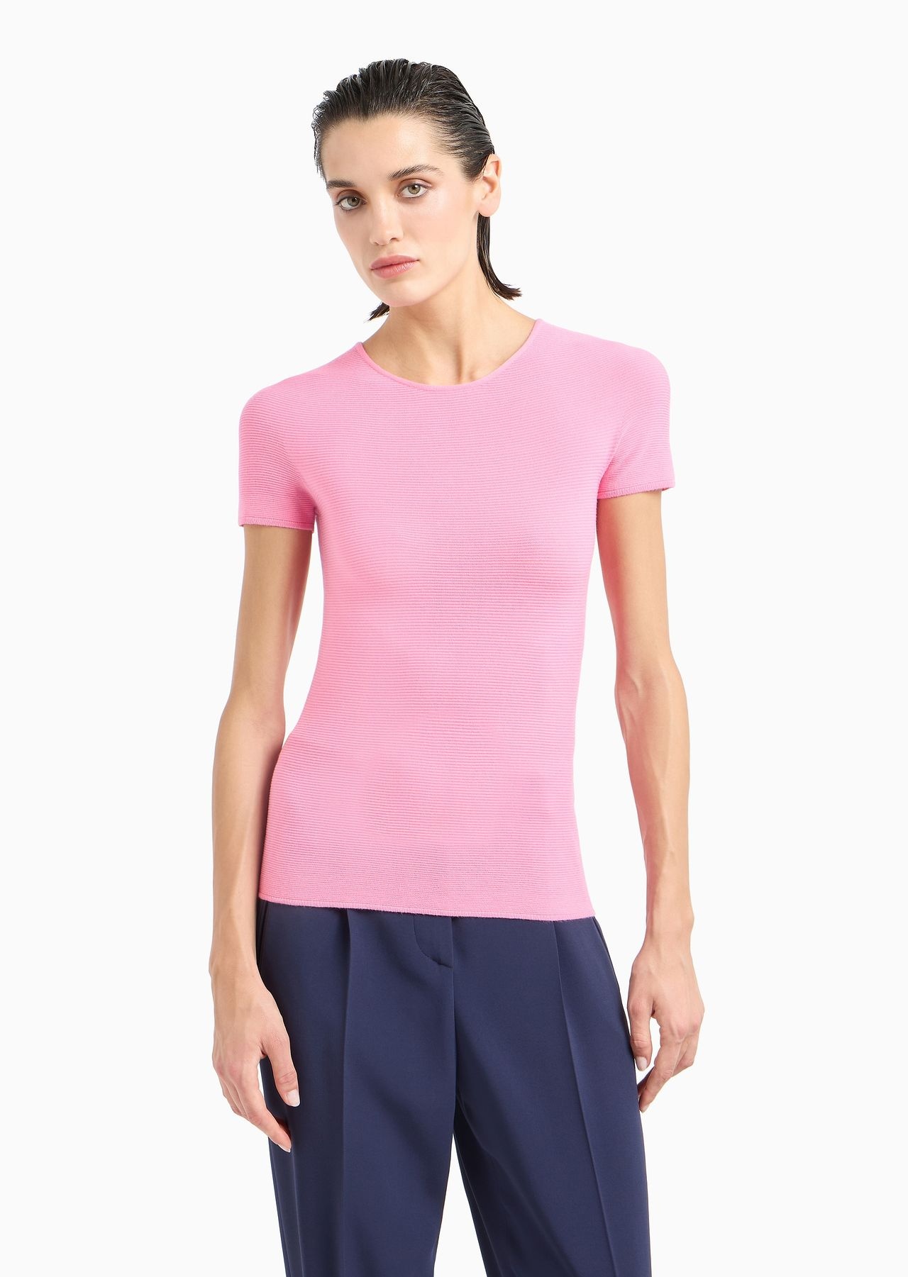 Links-stitch viscose short-sleeved jumper - 2