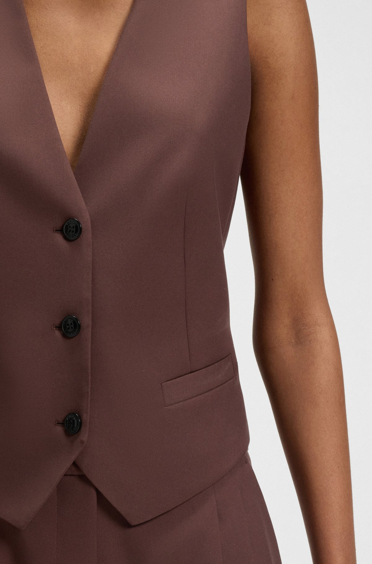 REGULAR-FIT WAISTCOAT IN STRETCH FABRIC - 6