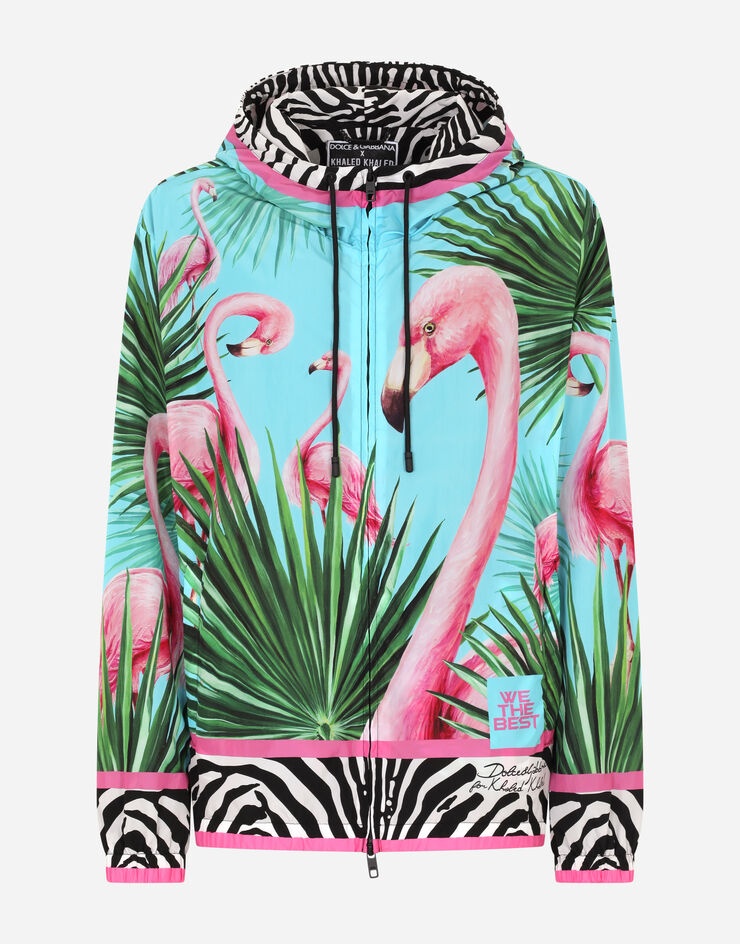 Hooded nylon jacket with flamingo print - 3