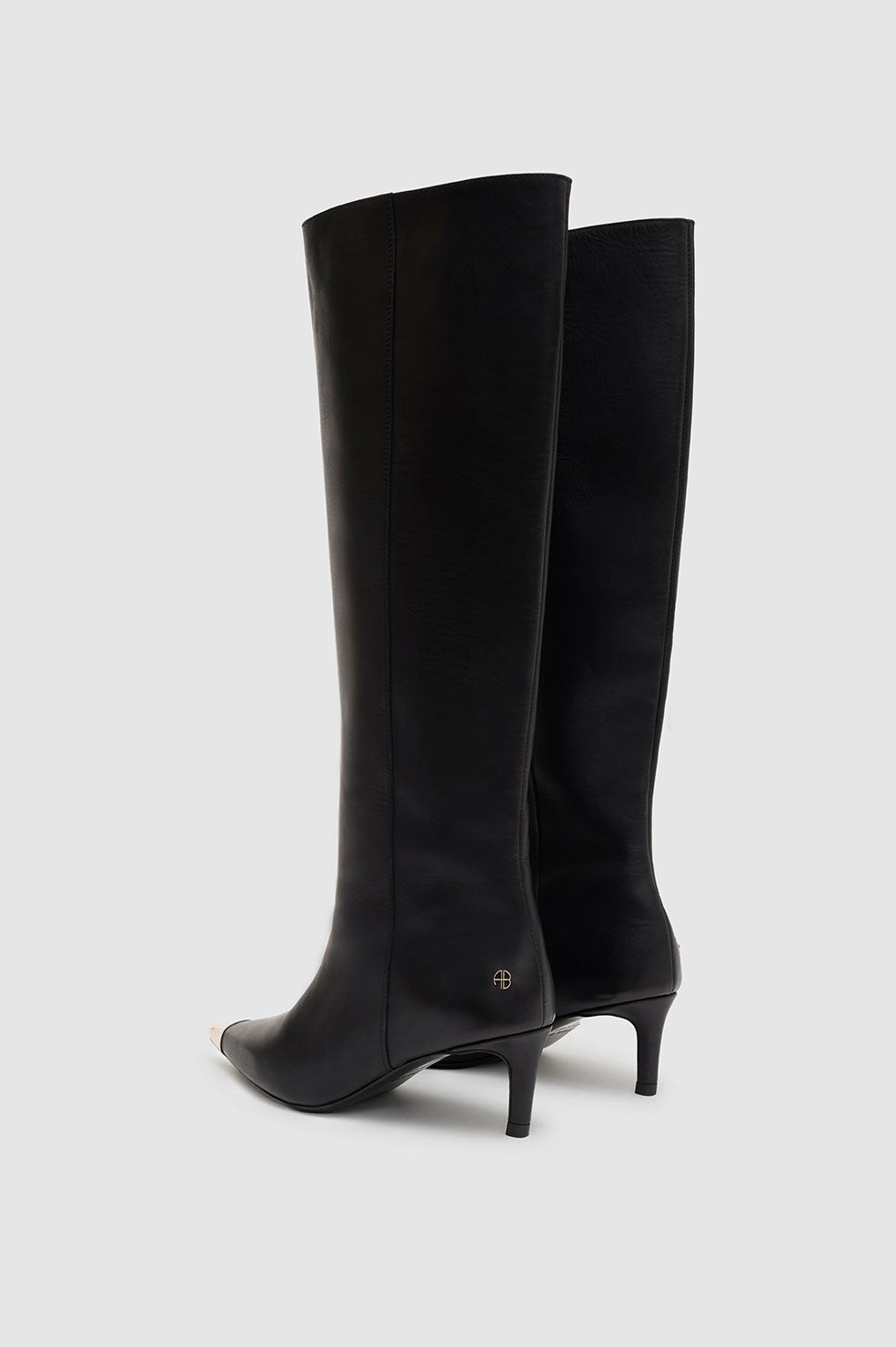 Tall Nina Boots With Metal Toe Cap - Black - 4