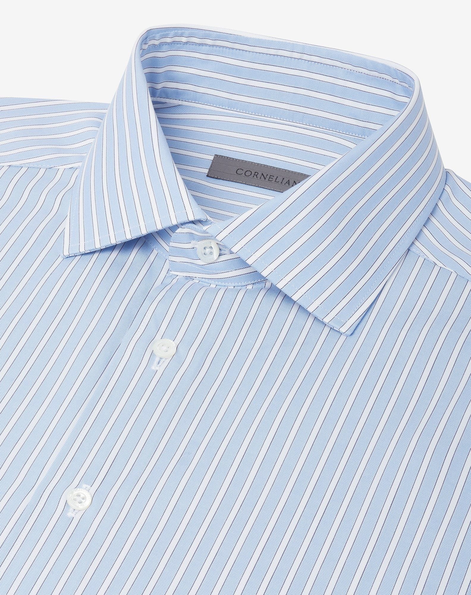 Light blue and white striped cotton shirt - 4