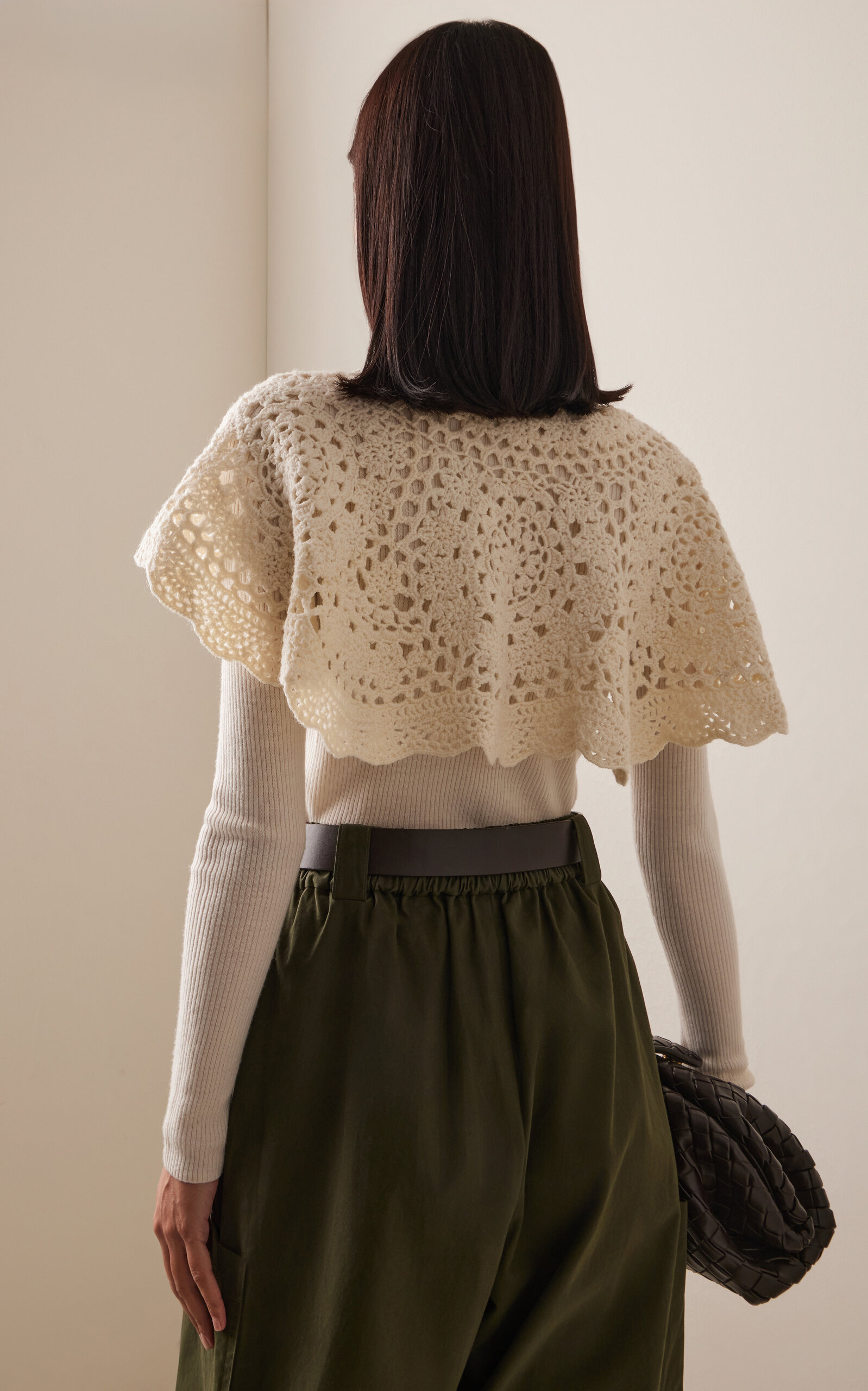 Nara Crochet-Trimmed Wool Cardigan ivory - 4