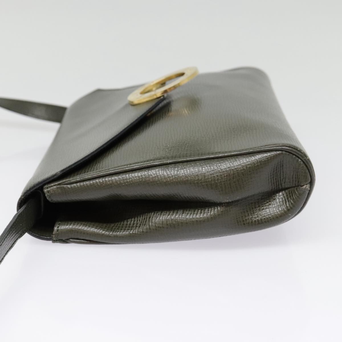 CELINE Circle Shoulder Bag Leather Khaki Gold - 3