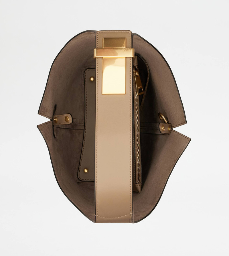 TOD'S DI BAG FOLIO SHOULDER BAG IN LEATHER SMALL - BEIGE 5