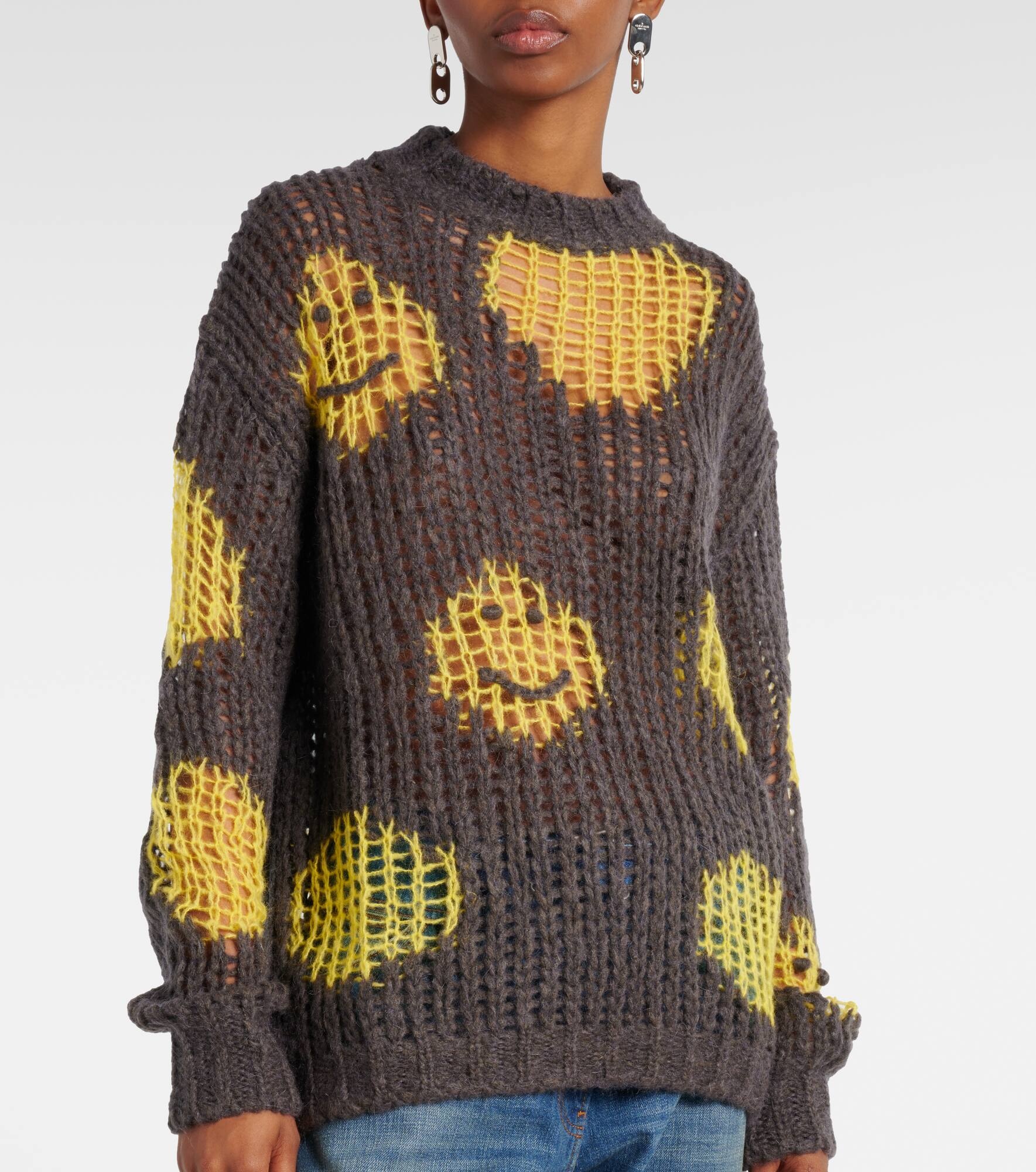 Embroidered open-knit sweater - 6