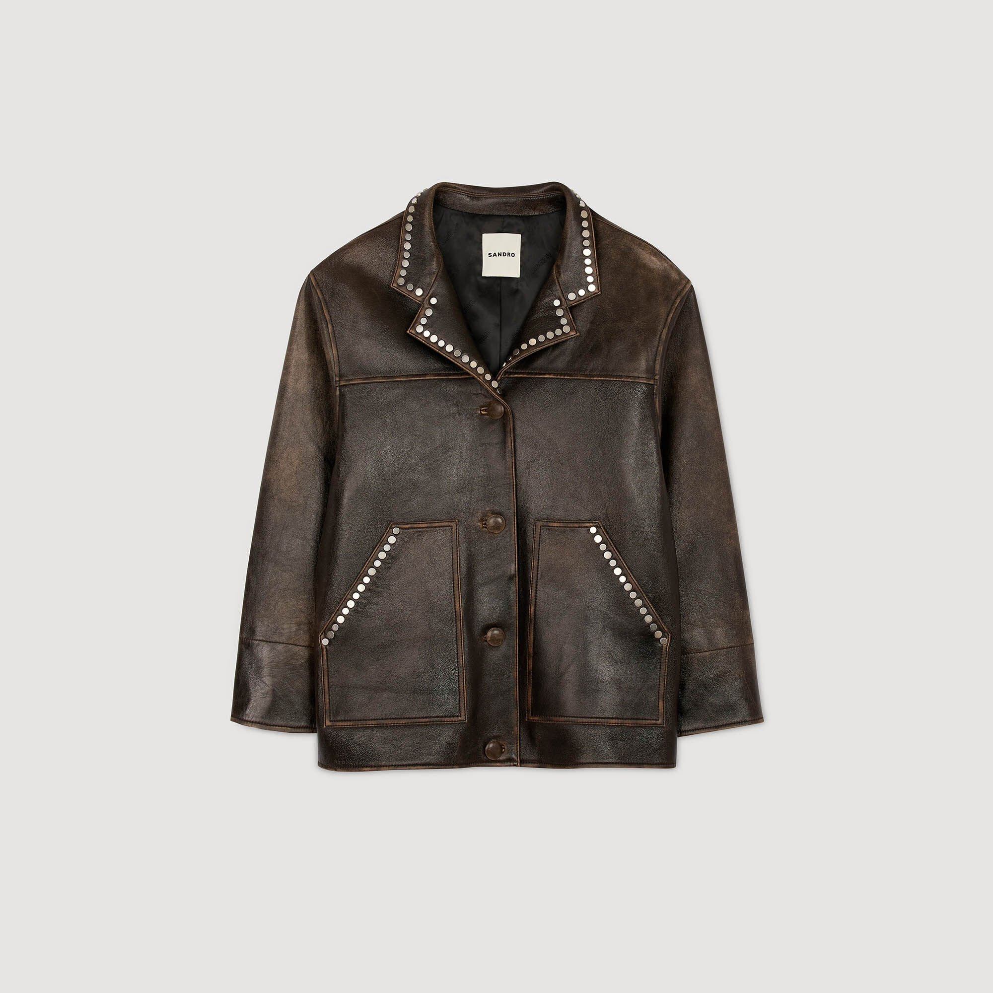 OVERSIZED LEATHER JACKET WITH STUDS - 6