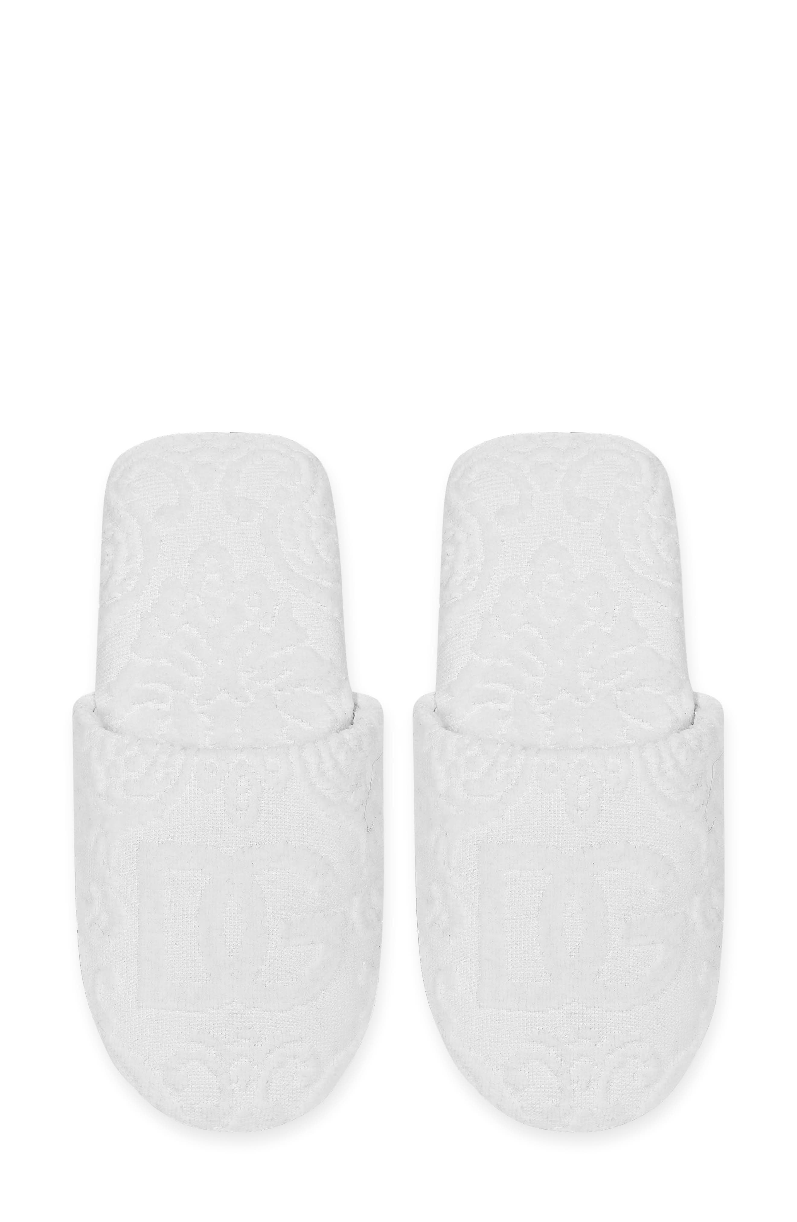 Dolce&Gabbana DG Logo Jacquard Cotton Terry Cloth Scuff Slipper in White at Nordstrom - 3