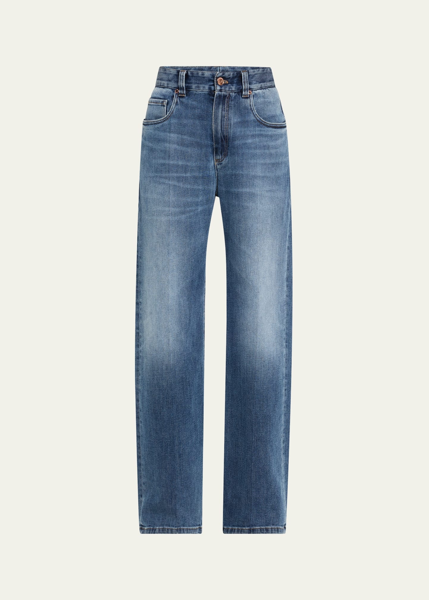 Soft Denim Loose Stove Pipe Jeans - 1