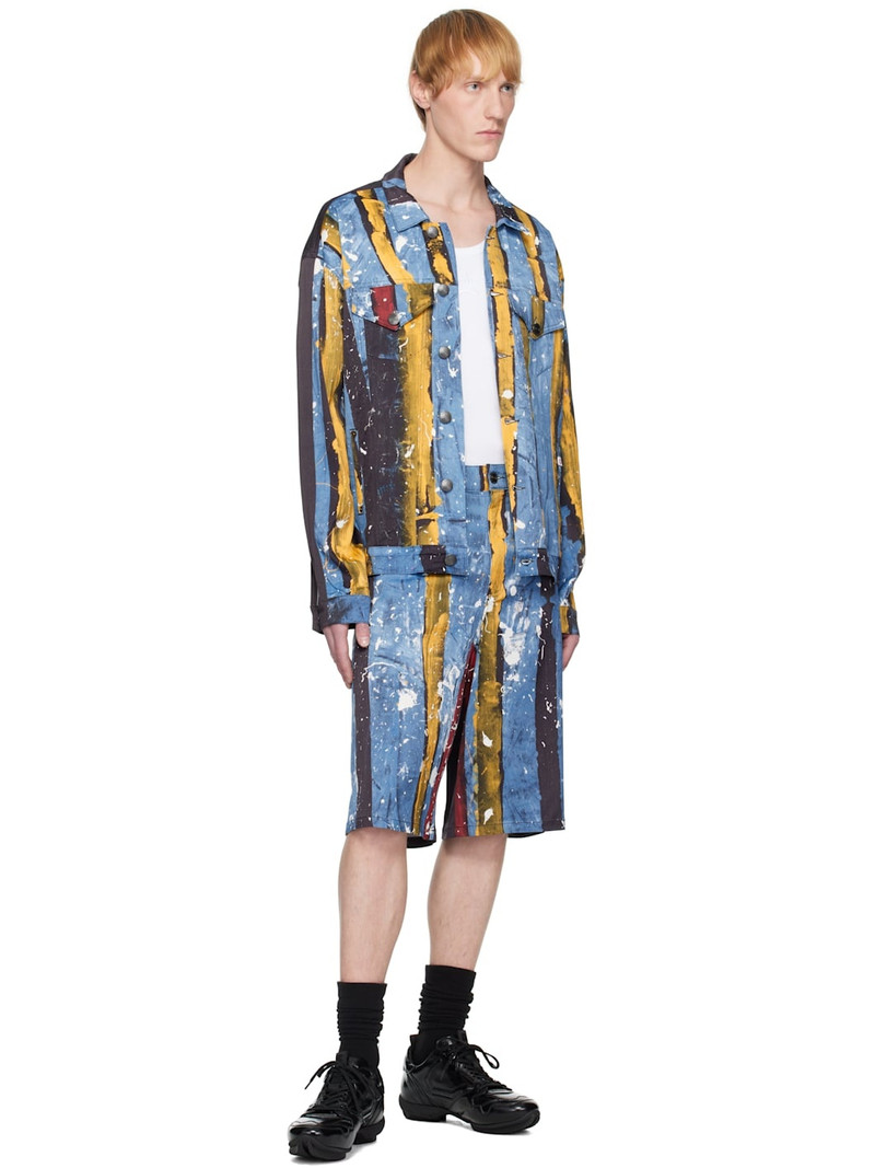 CHARLES JEFFREY LOVERBOY Navy & Blue Silky Oversized 'Denim' Jacket outlook