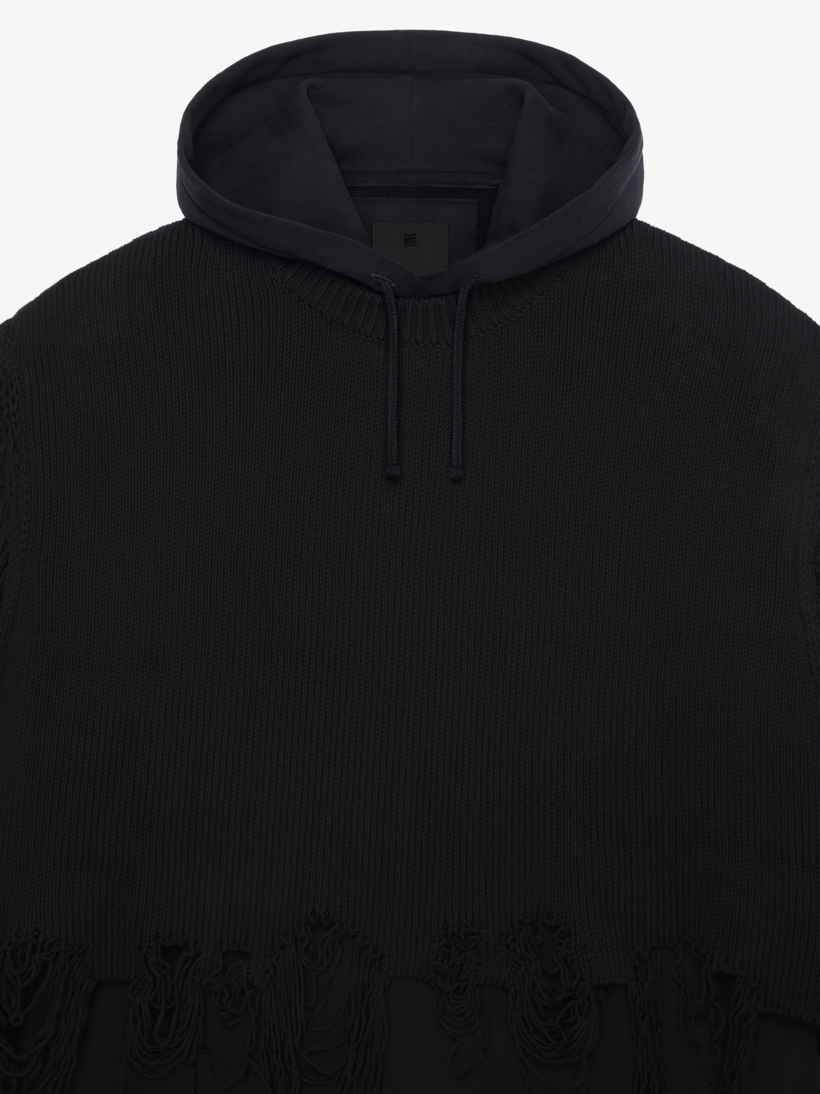 OVERLAPPED HOODIE IN DESTROYED JERSEY KNIT - 4