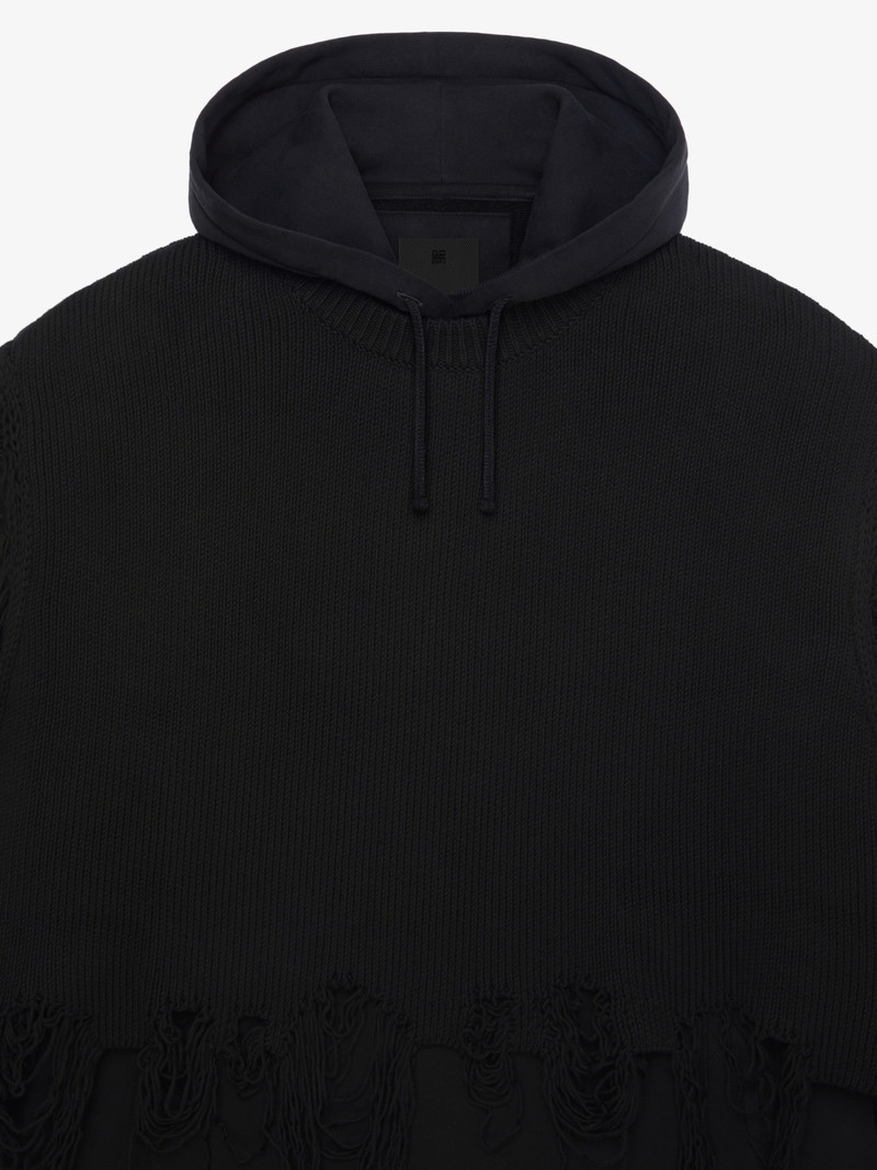 Givenchy OVERLAPPED HOODIE IN DESTROYED JERSEY KNIT outlook