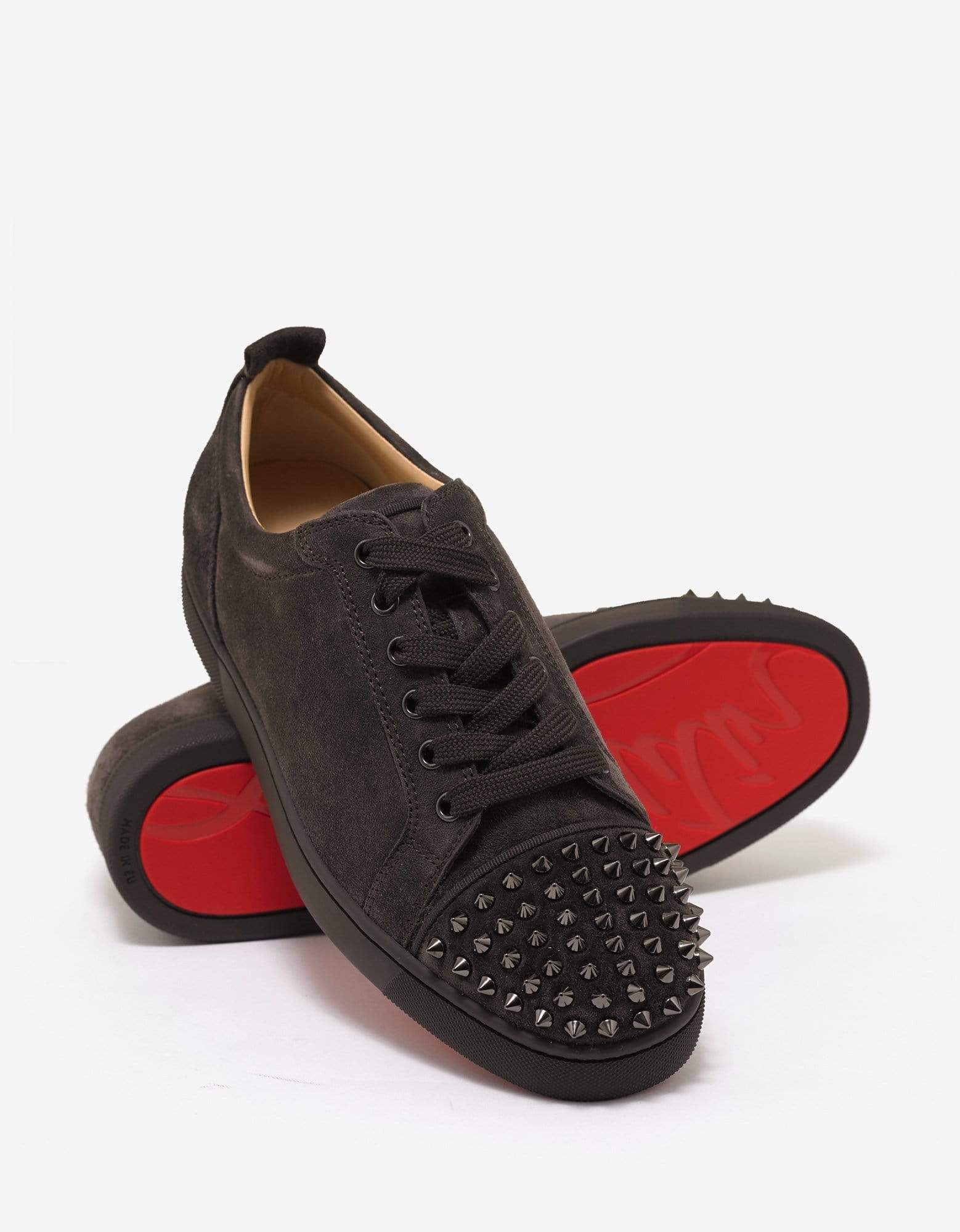 Christian Louboutin Louis Junior Spikes Flat Réglisse Brown Suede Trainers - 6