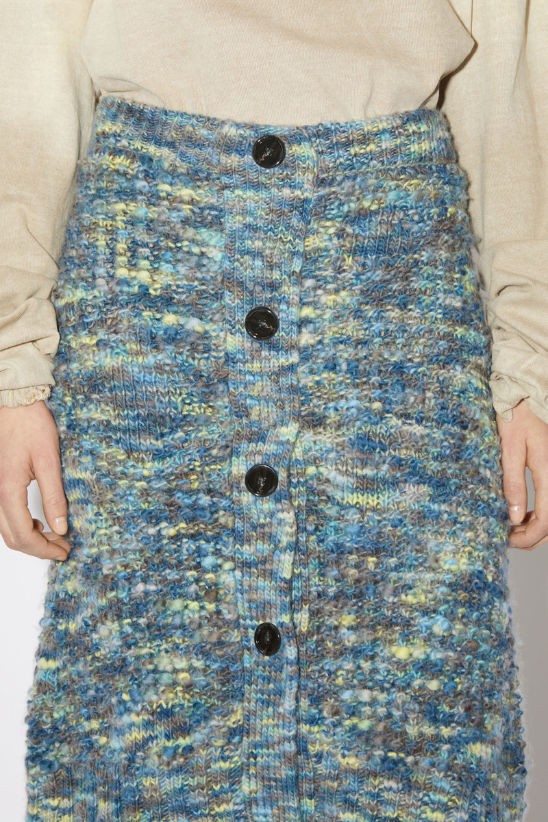 Button down ribbed wool skirt - Blue/multi 5