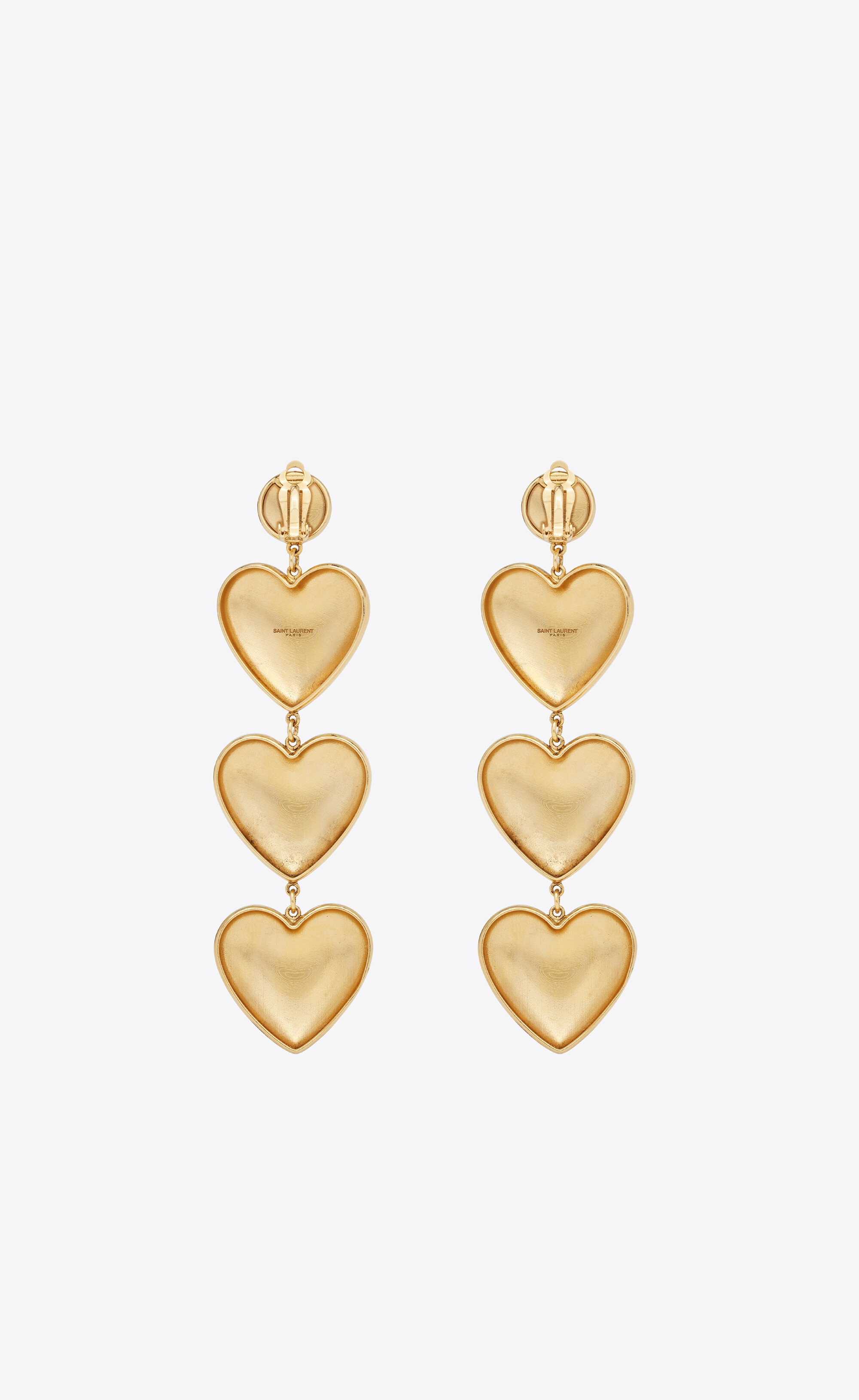 triple heart drop earrings in metal - 2