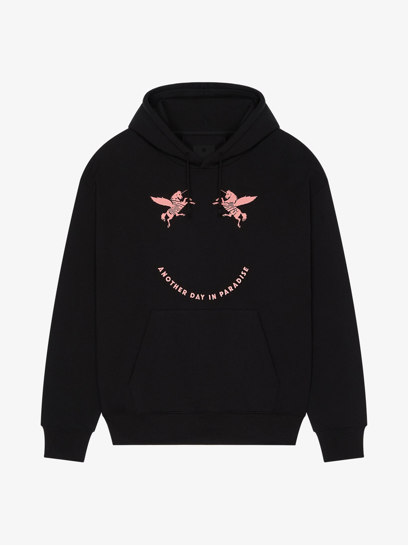 HOODIE IN FLEECE WITH UNICORNS EMBROIDERY - 1