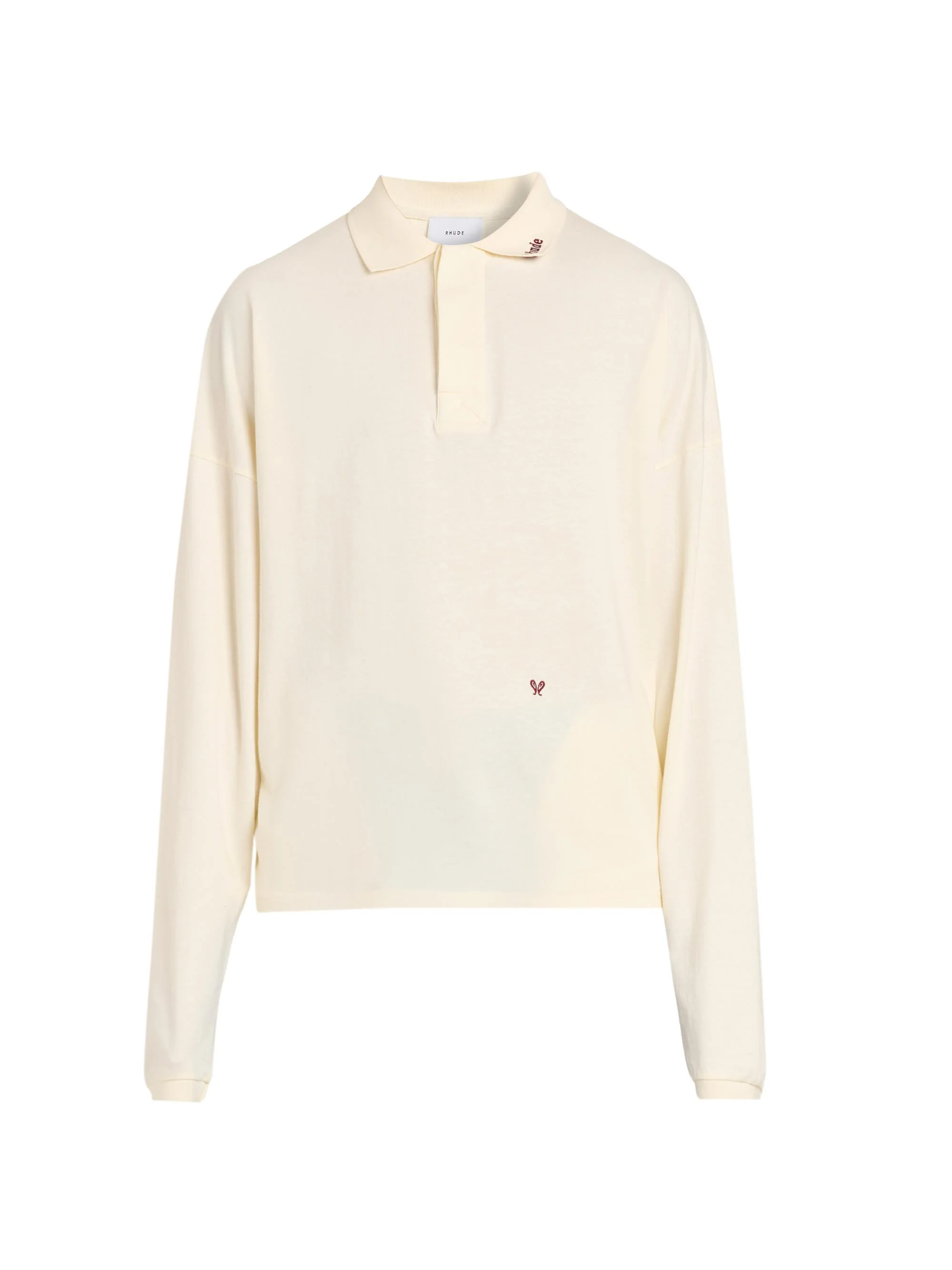 Men's Fontaine Oversized Long-Sleeve Polo Shirt - Cream - 1