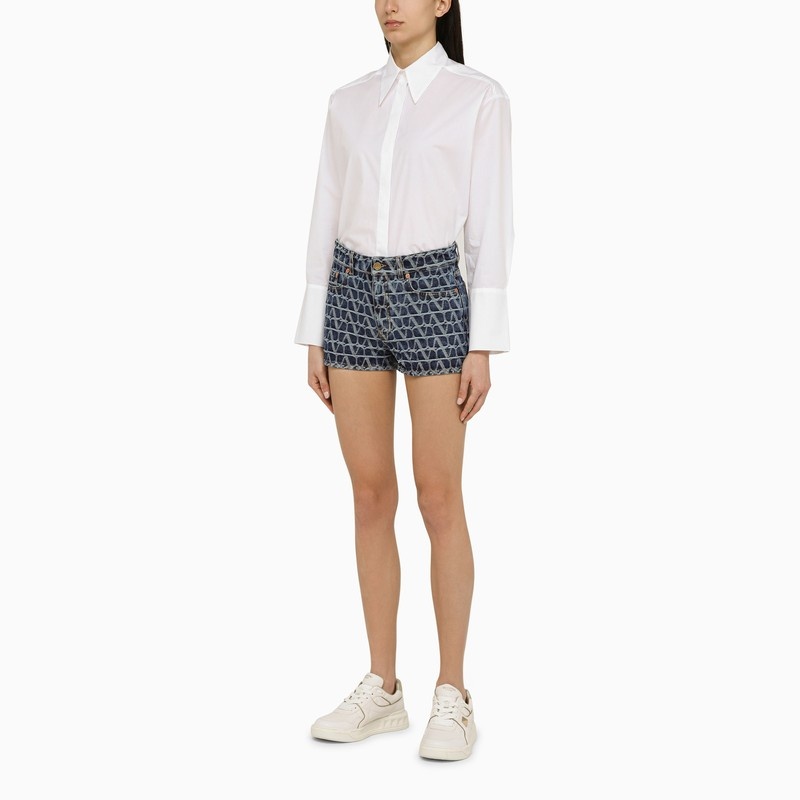 Valentino Shorts In Blue Denim Toile Iconographe Women - 2