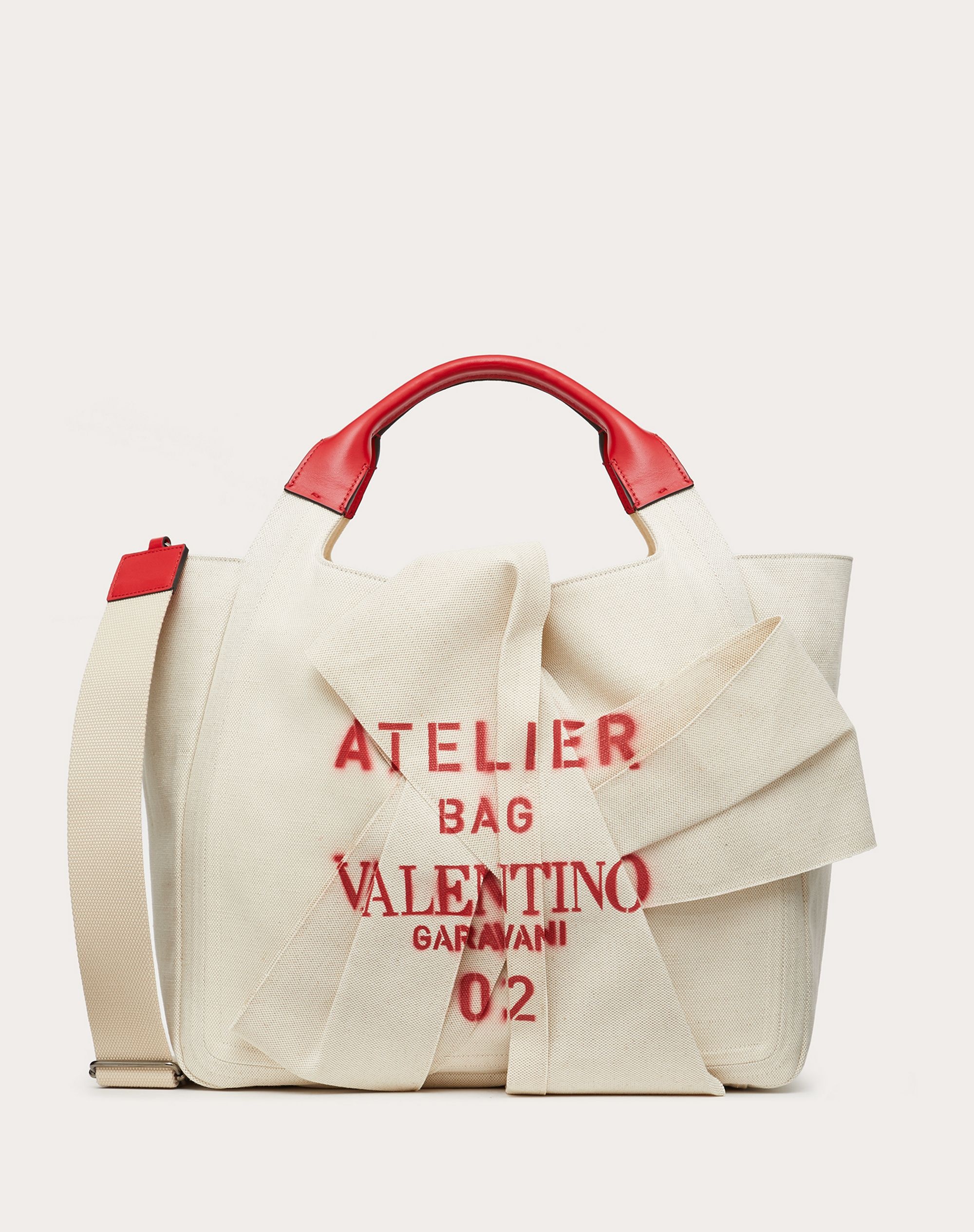 Large Valentino Garavani 02 Bow Edition Atelier Canvas Tote Bag - 1