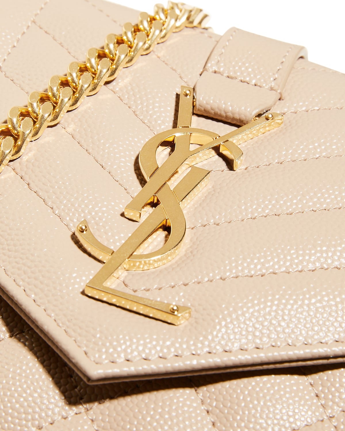Envelope Triquilt YSL Wallet on Chain in Grained Leather - 6