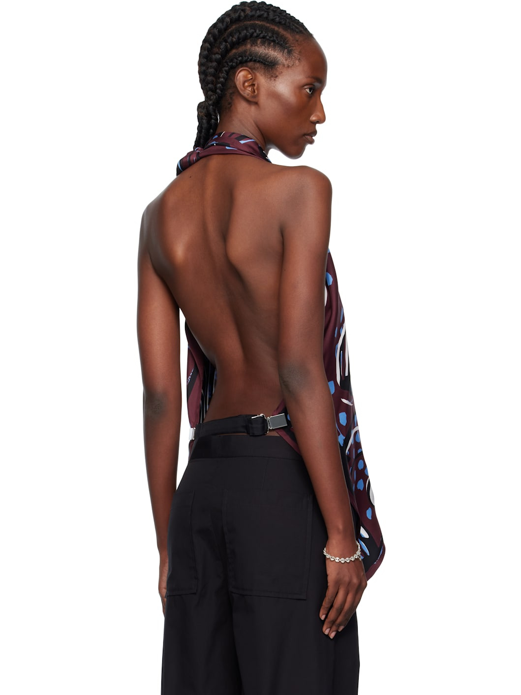 Burgundy Silk Twill Printed Top - 3
