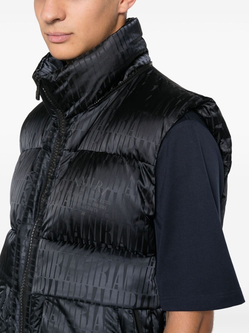 logo-print padded gilet - 6