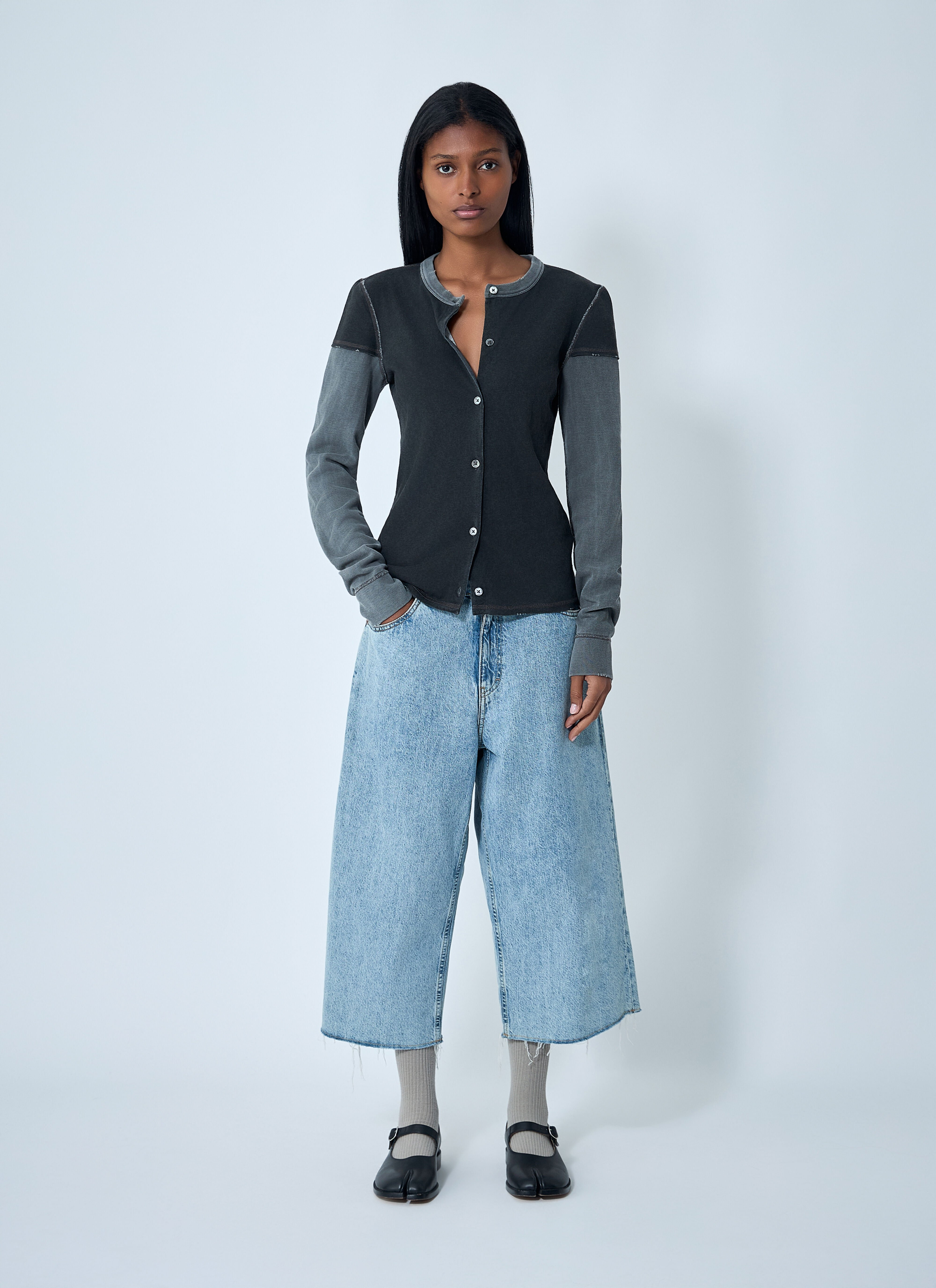 Layered Button-Down Cardigan - 2