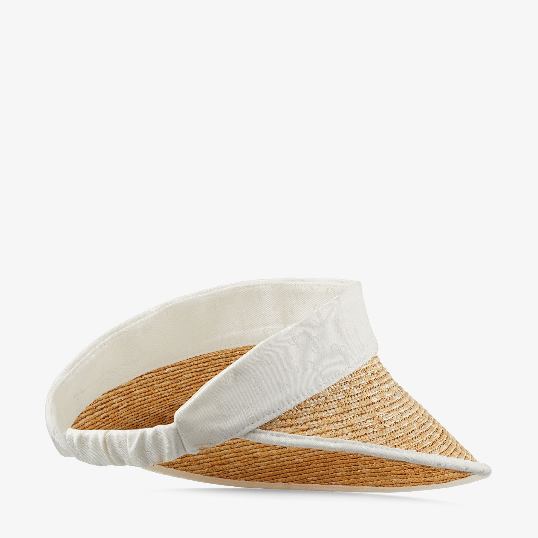 Ondine
Latte JC Monogram Jacquard Silk, Modal and Raffia Visor - 3