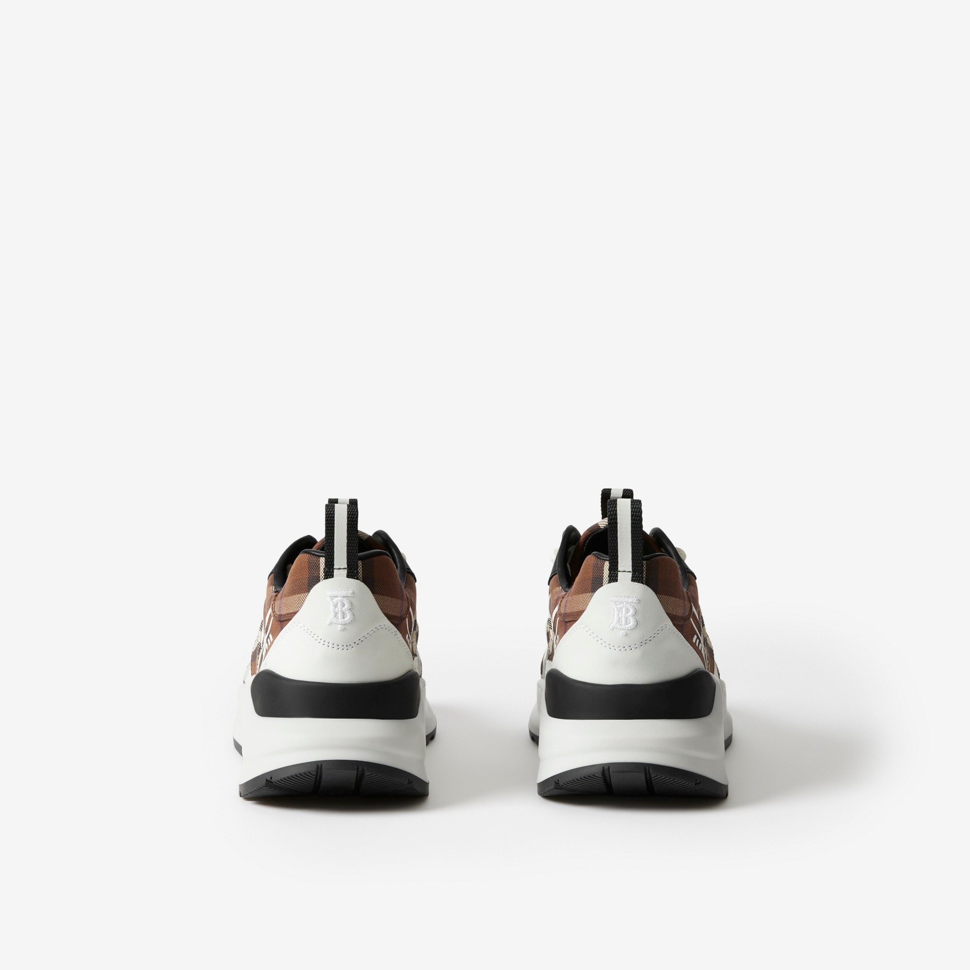 Vintage Check Cotton and Leather Sneakers - 3