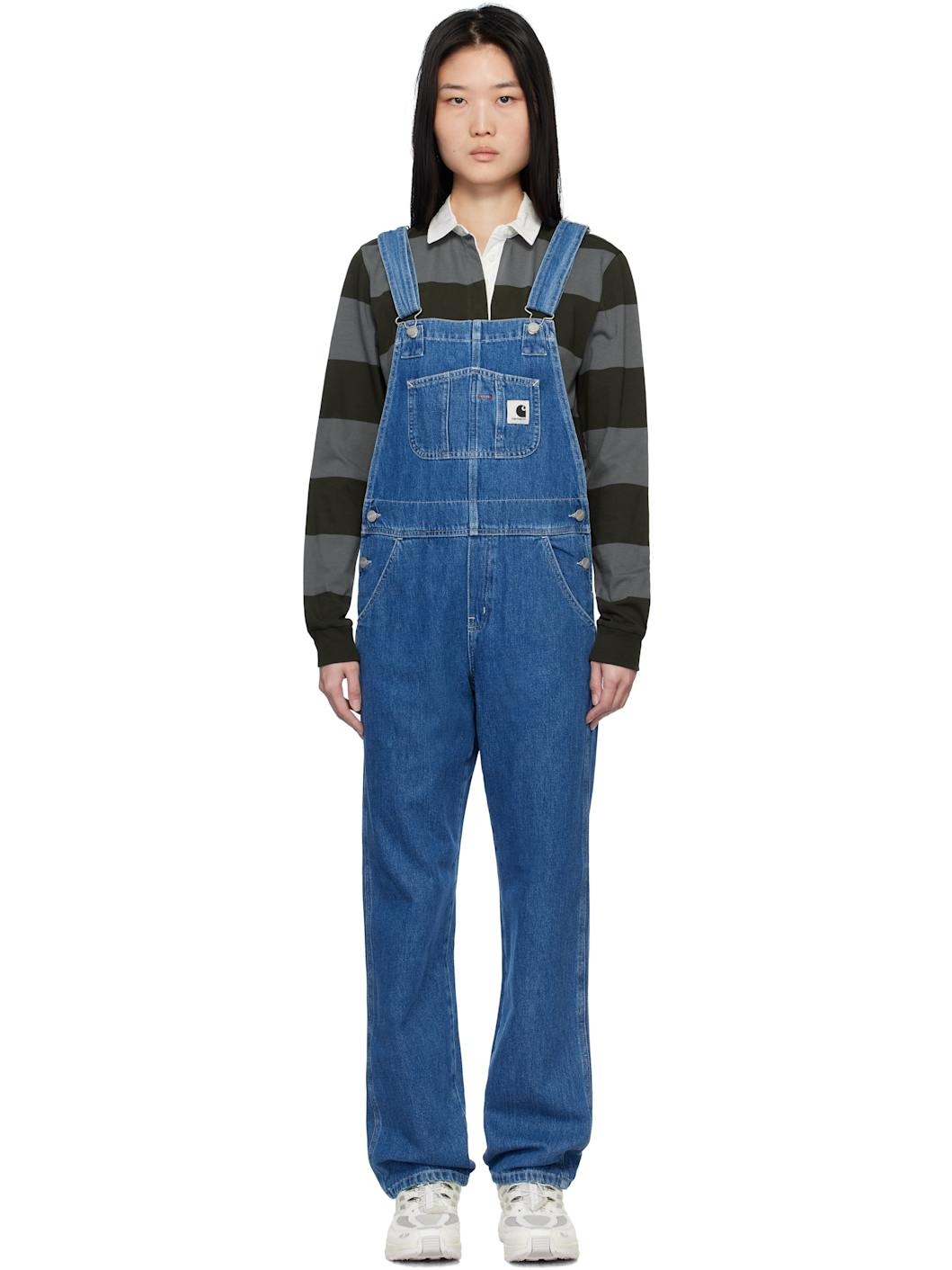 Blue Bib Straight Denim Overalls - 1