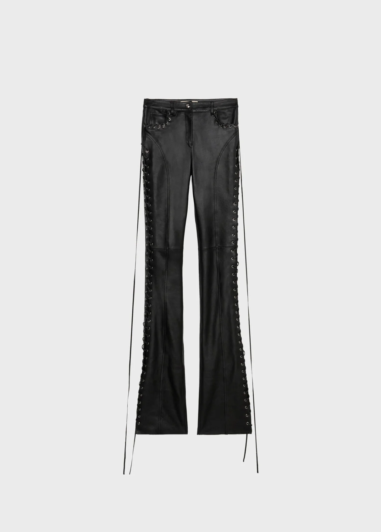 LEATHER PANTS WITH LACED DETAILS - 1