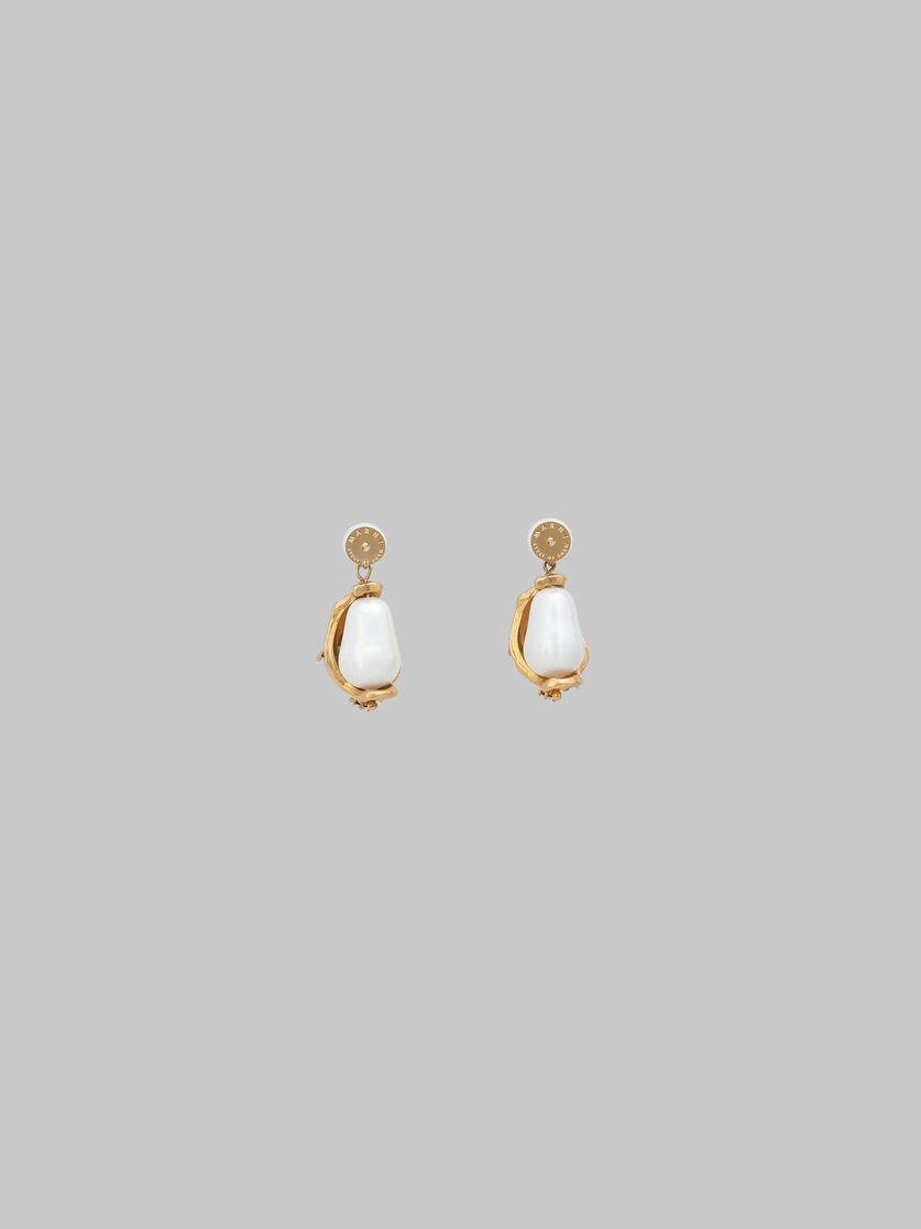 PEARL DROP EARRINGS WITH GREEN GEMSTONES - 3