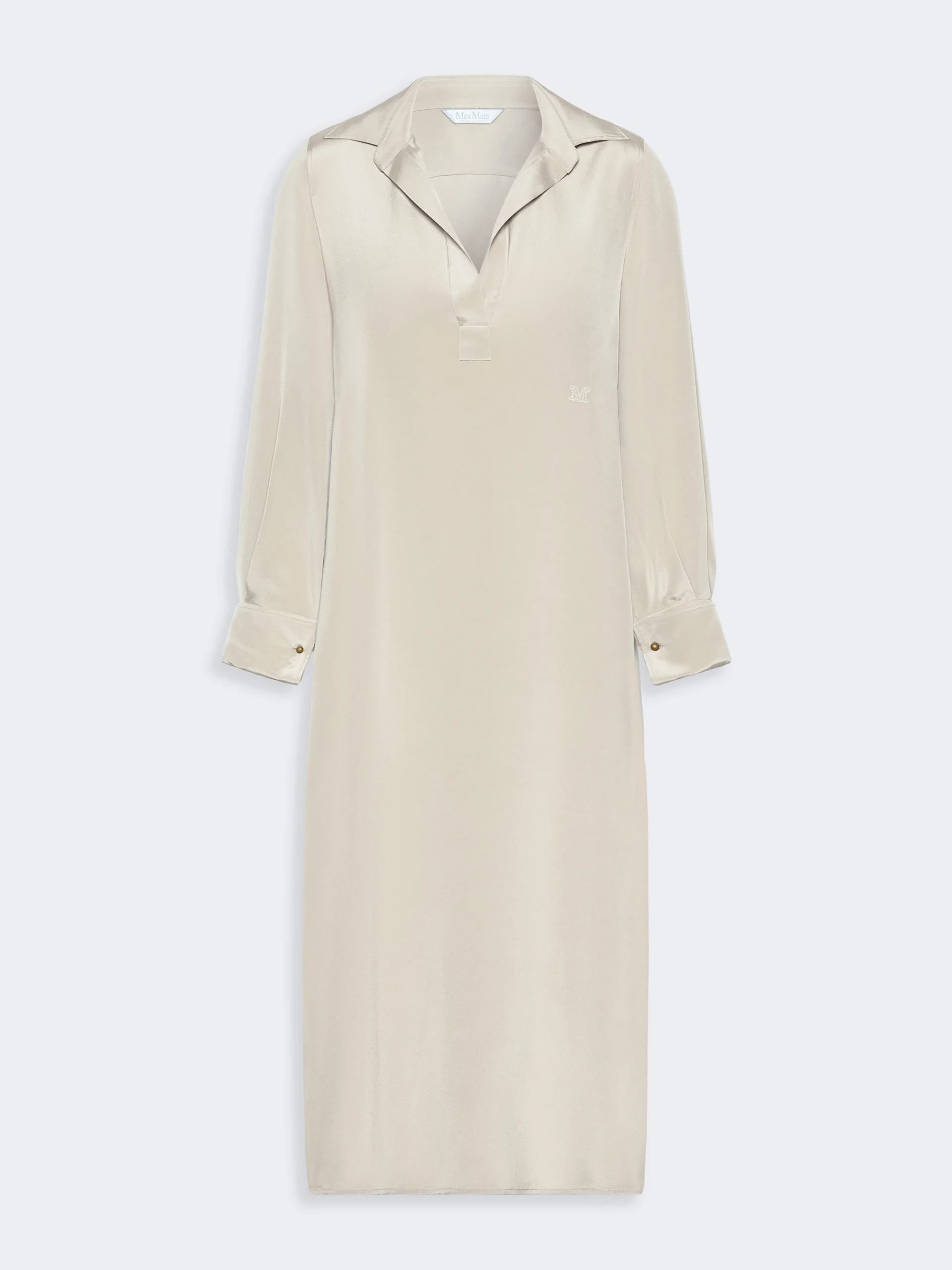 GAMBERO Silk crepe de chine polo dress - STONE - 1