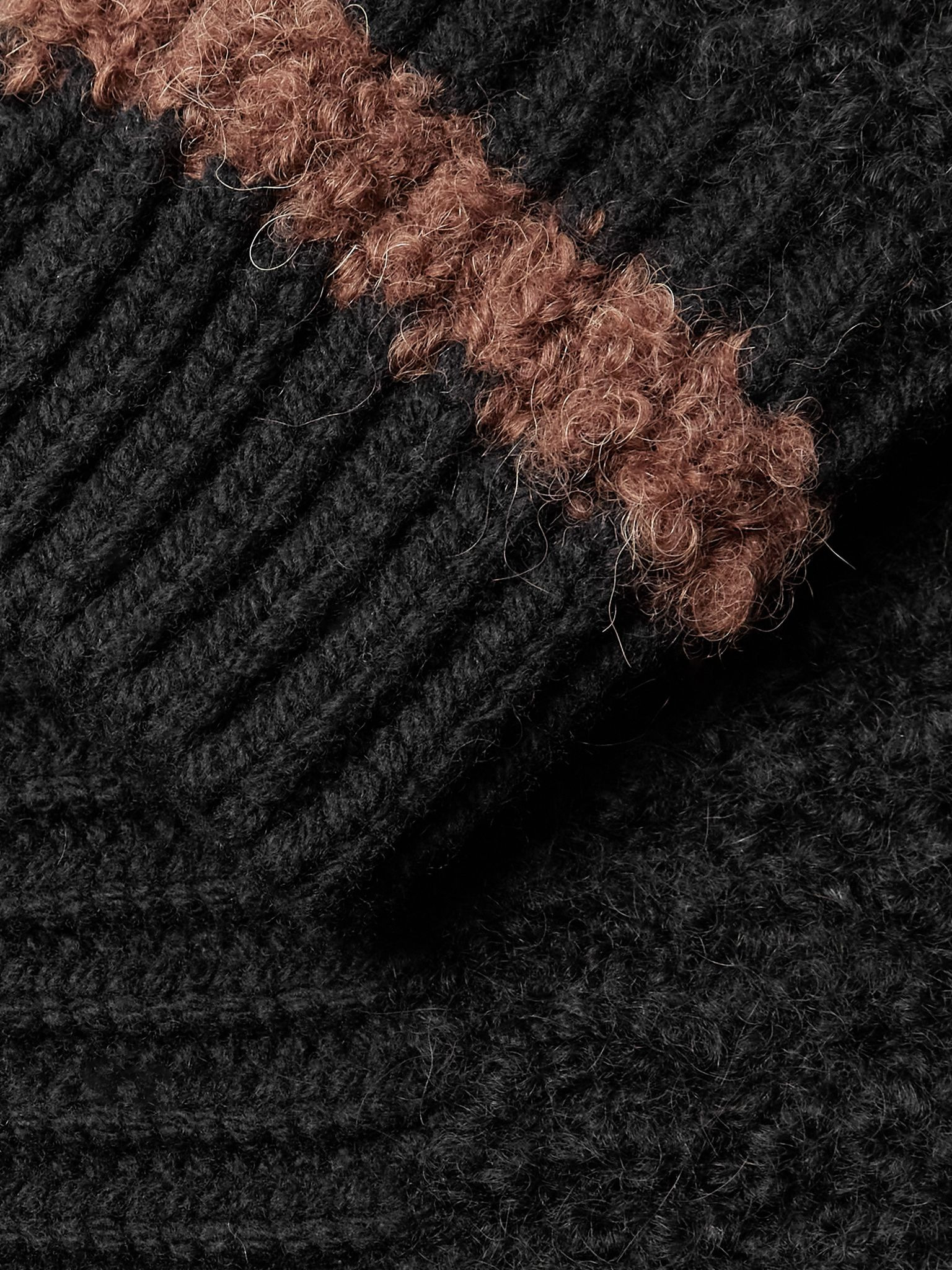 Ribbed-Knit Virgin Wool-Blend Cardigan Black - 6