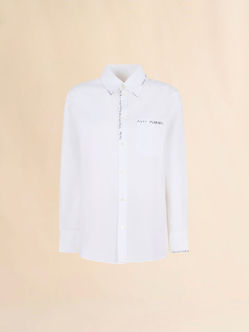 WHITE ORGANIC POPLIN SHIRT WITH MARNI MENDING 1