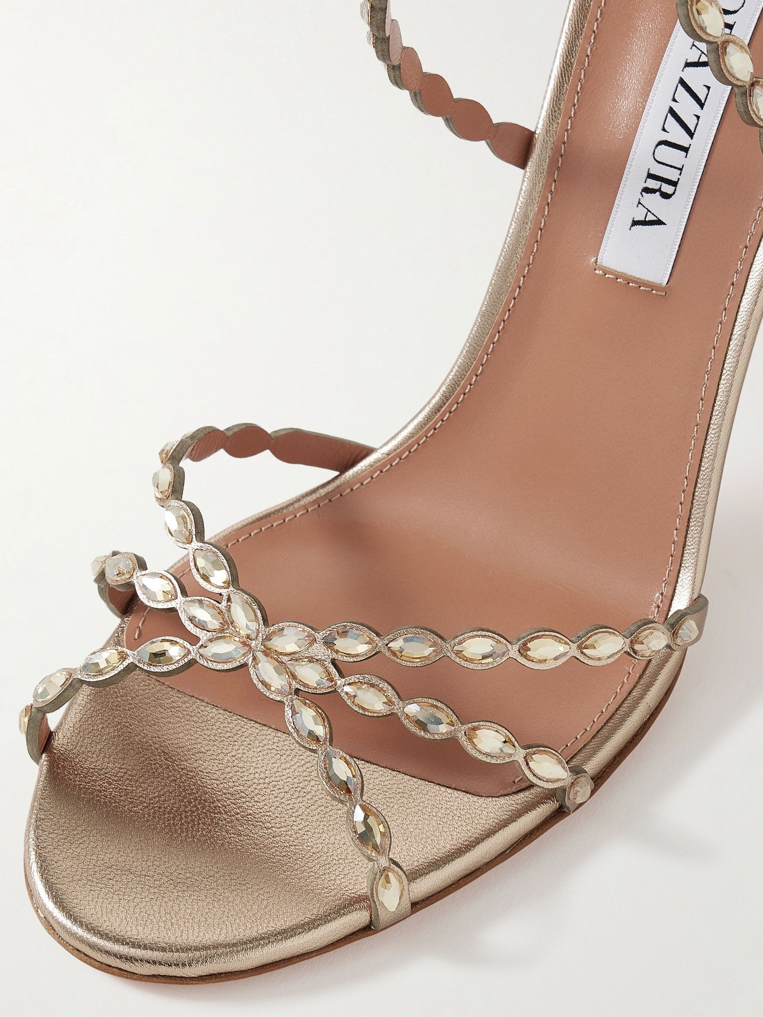 Love Struck 85 crystal-embellished metallic leather sandals Gold - 4