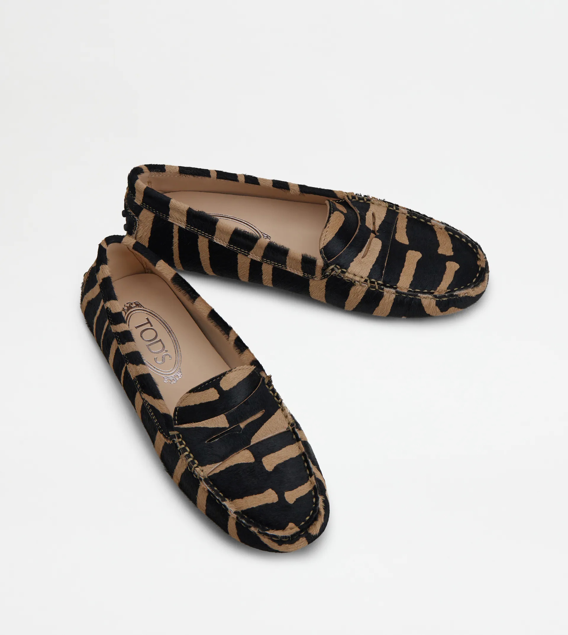 GOMMINO DRIVING SHOES IN PONYSKIN-EFFECT LEATHER - BLACK, BROWN - 3