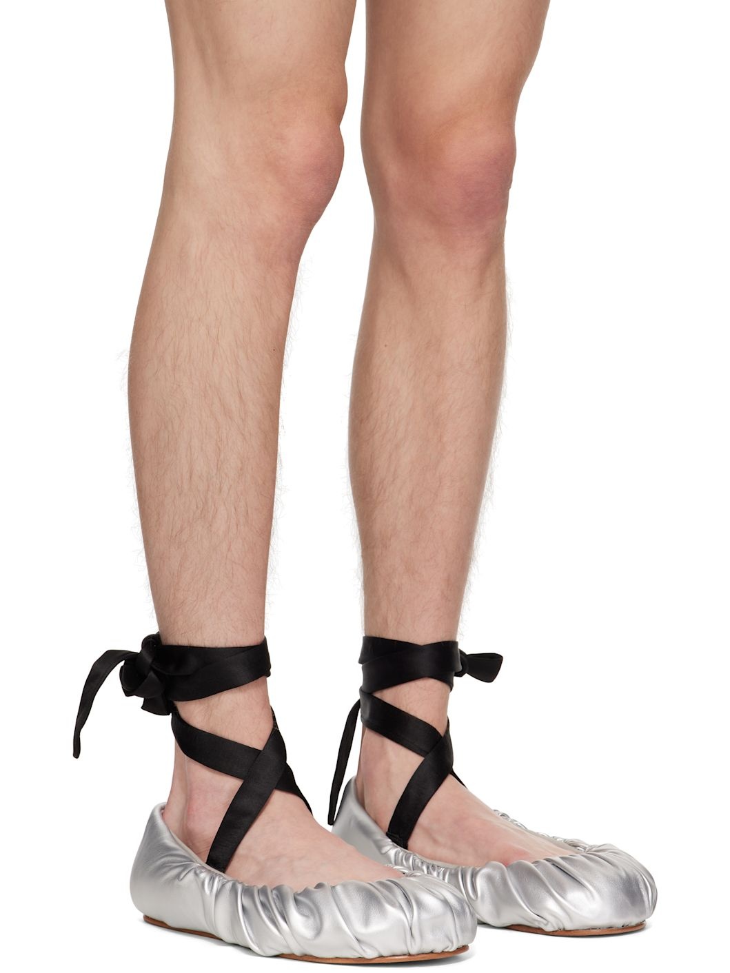 Silver Faux-Leather Ballerina Flats - 4