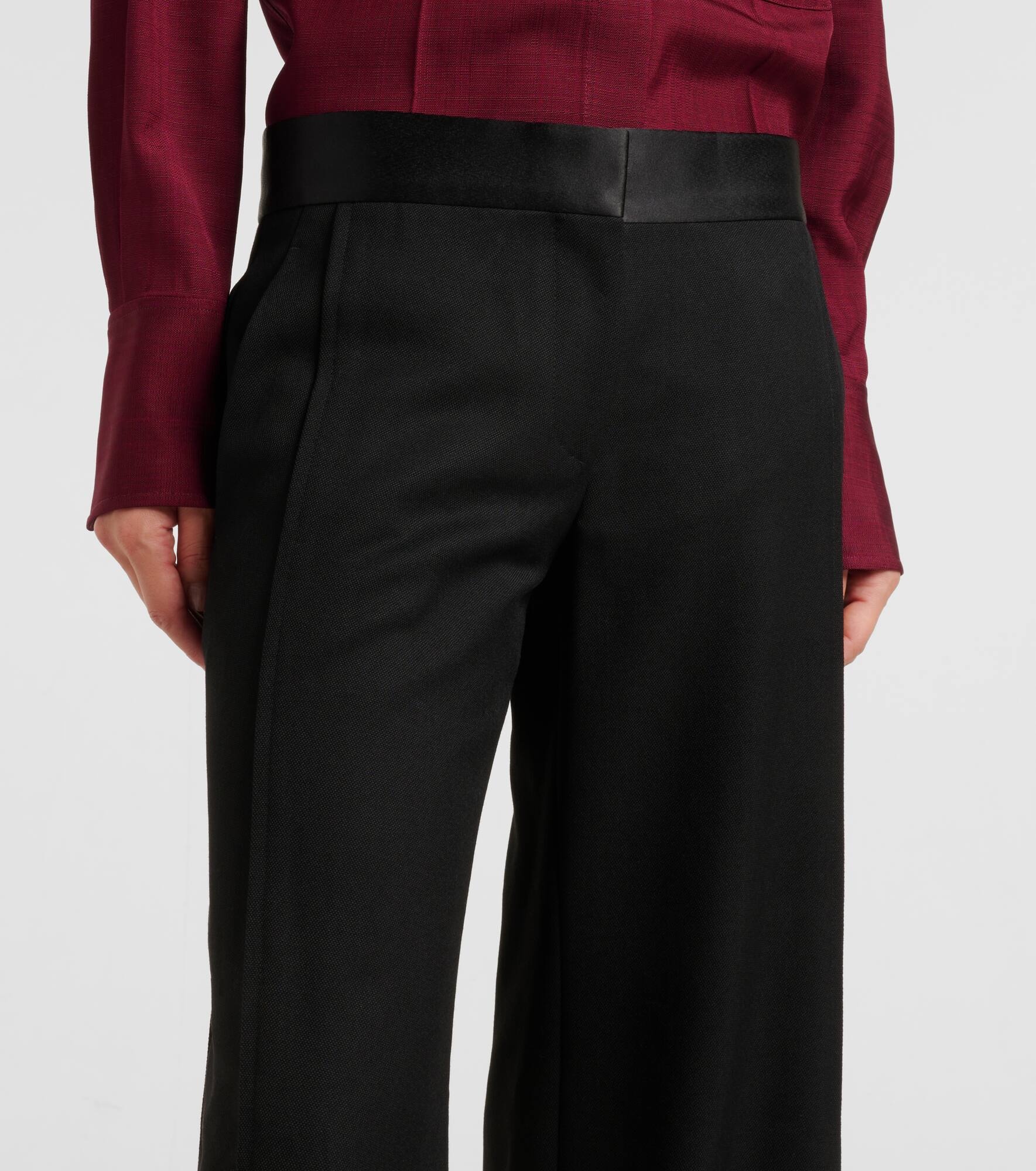 Side Panel wool-blend wide-leg pants - 4